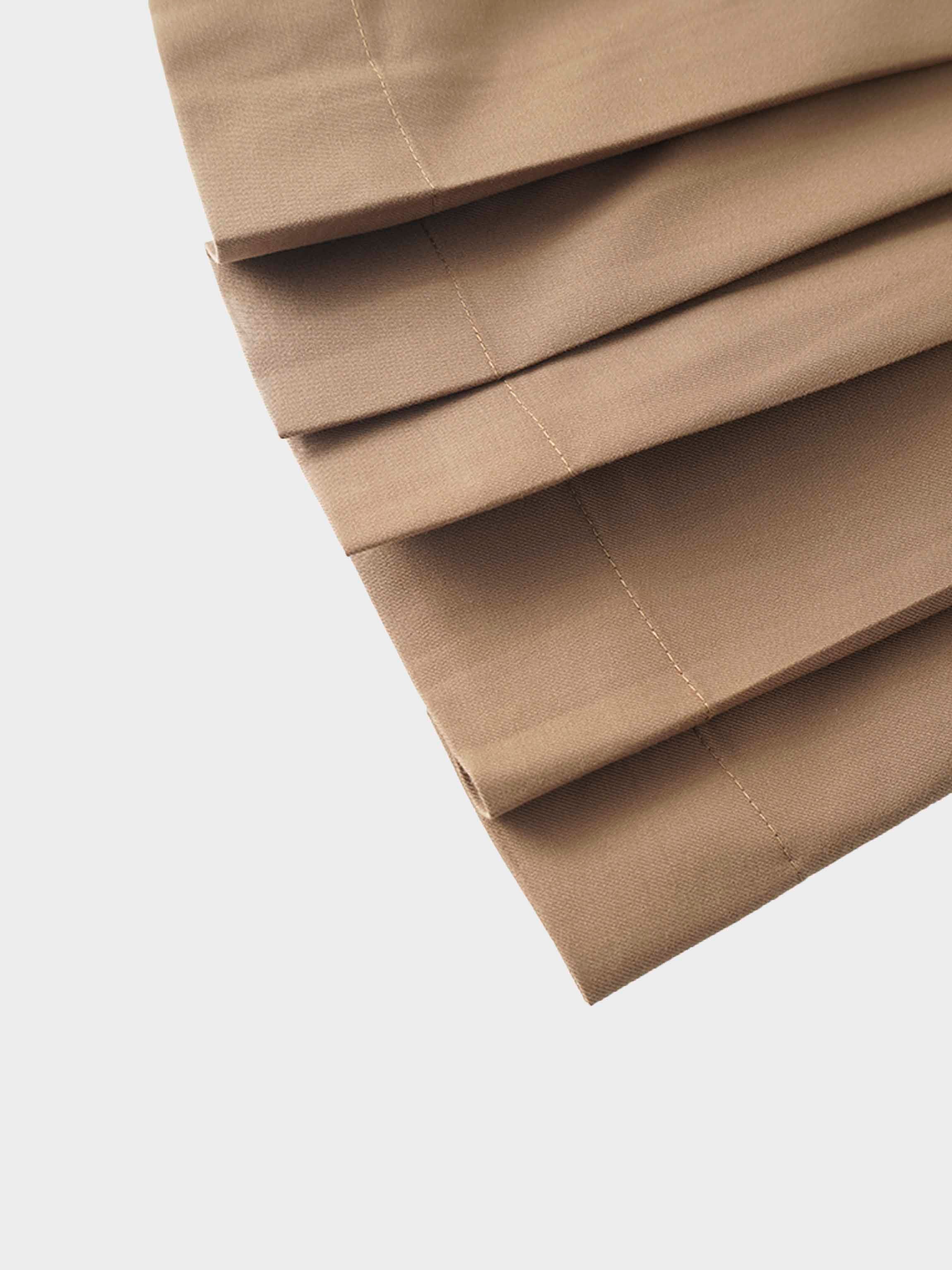 Yoke Pleated Skirt-Camel