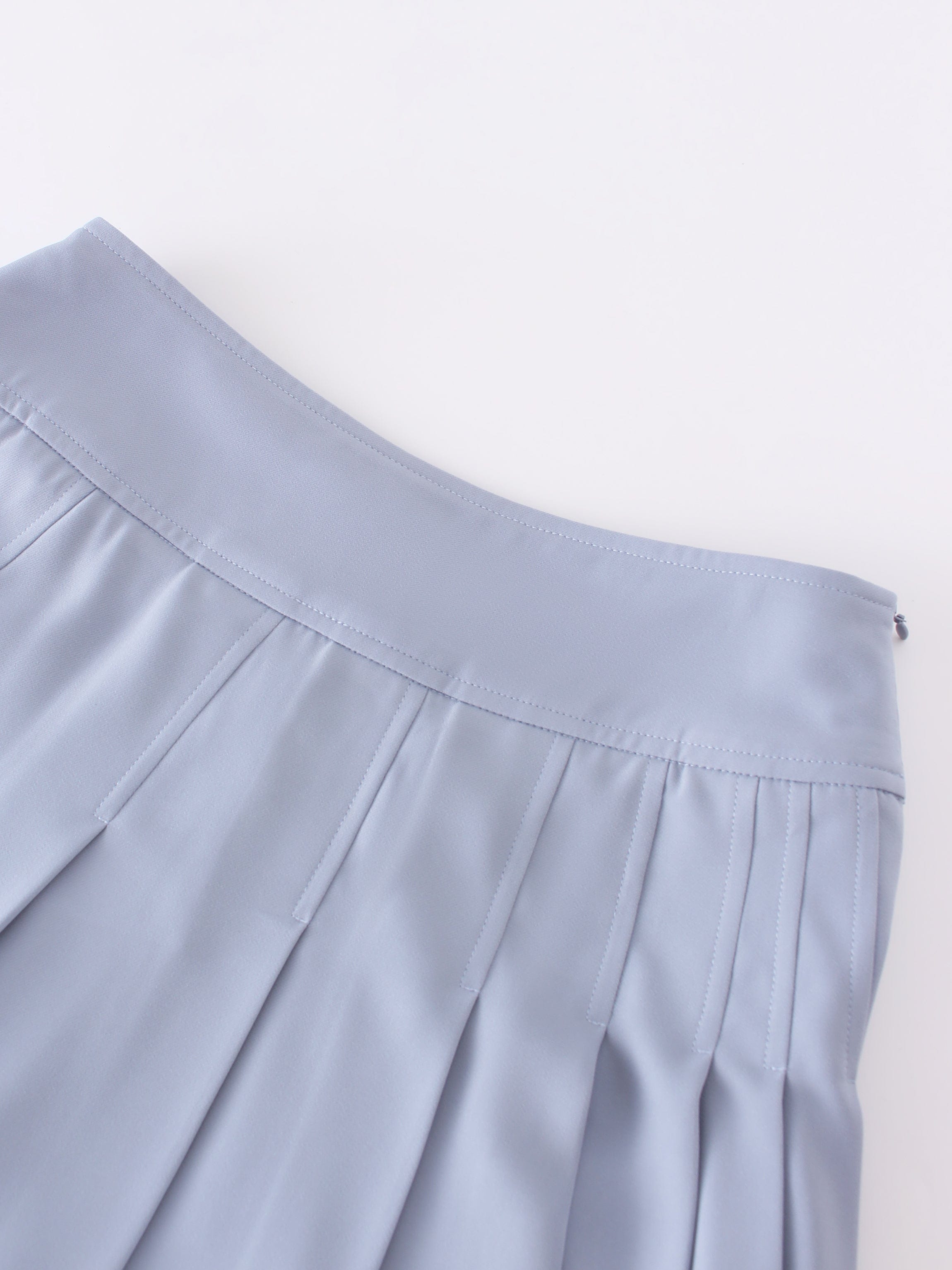 Yoke Pleated Skirt 37"-Grey Blue