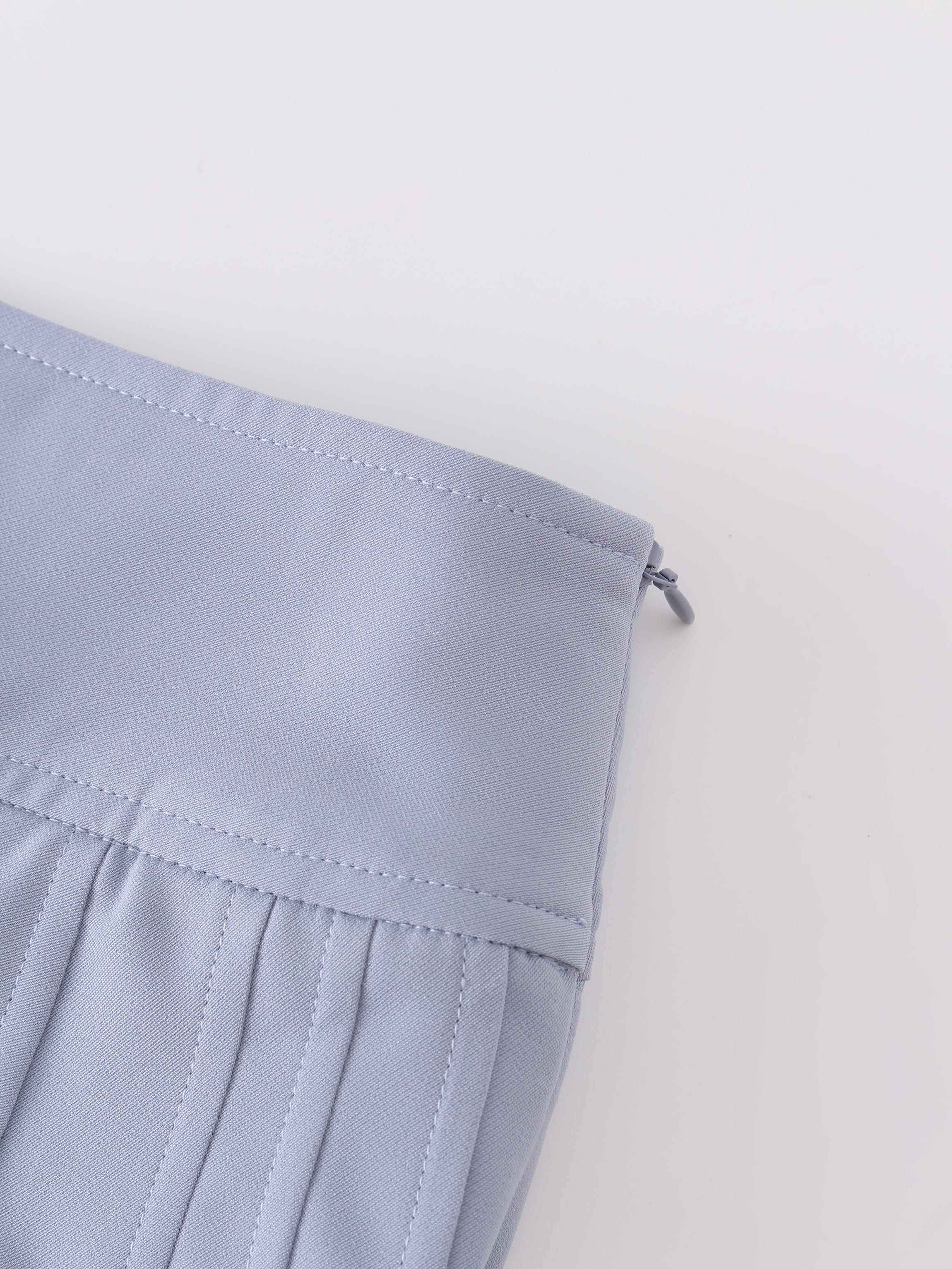 Yoke Pleated Skirt 37"-Grey Blue