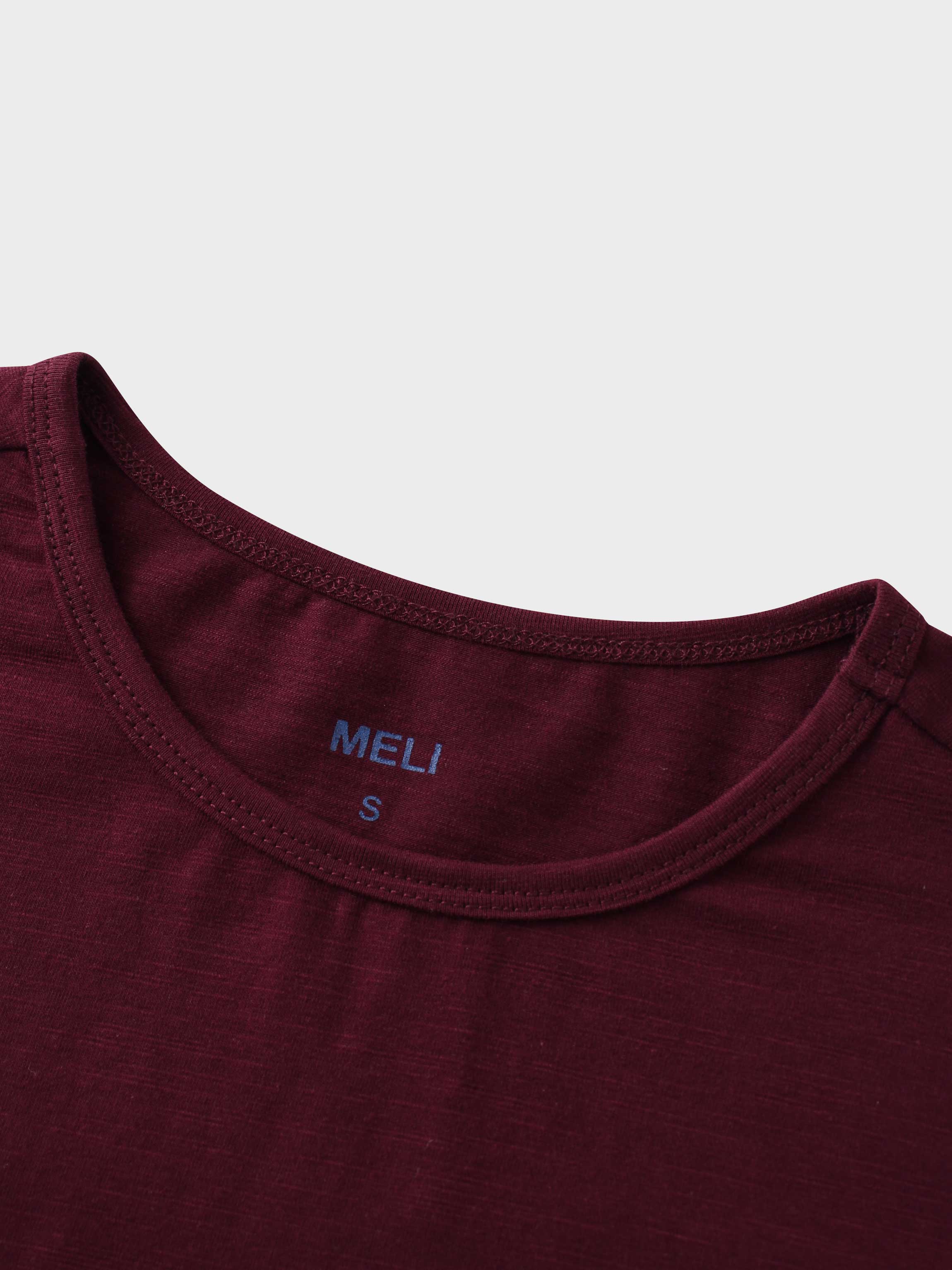 Crew Bomber Tee-Burgundy