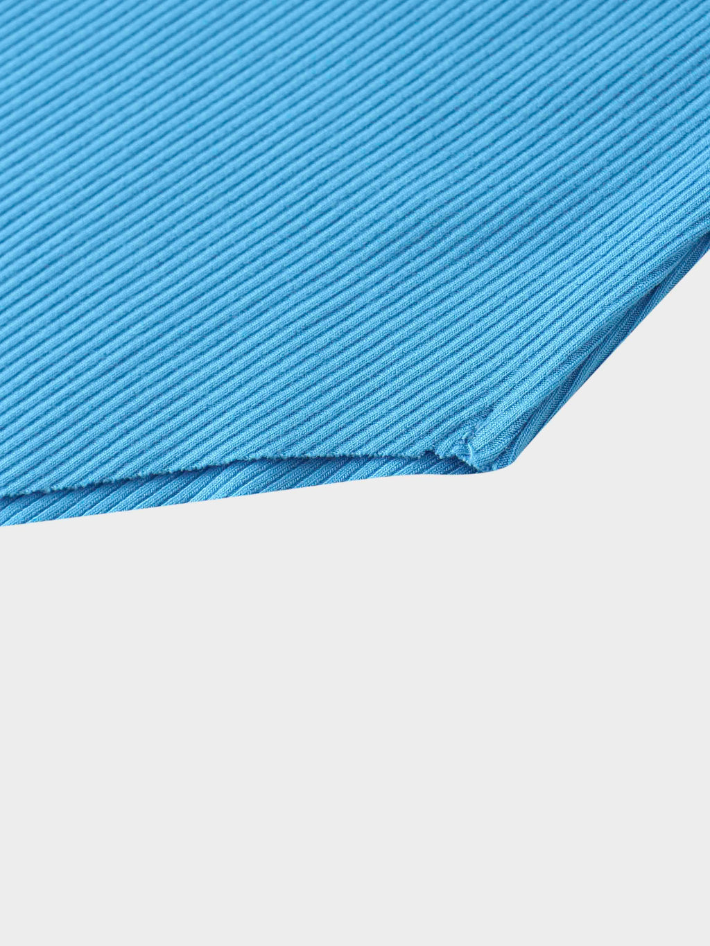 Rounded Hem Ribbed T-Shirt-Sky Blue