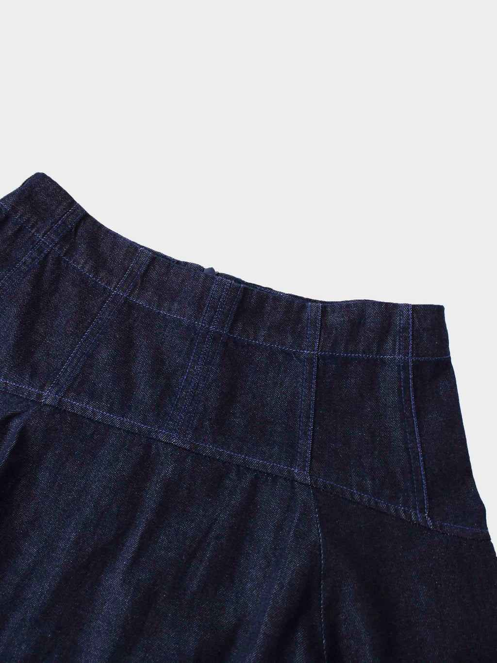 Yoke Denim Short Skirt-Blue