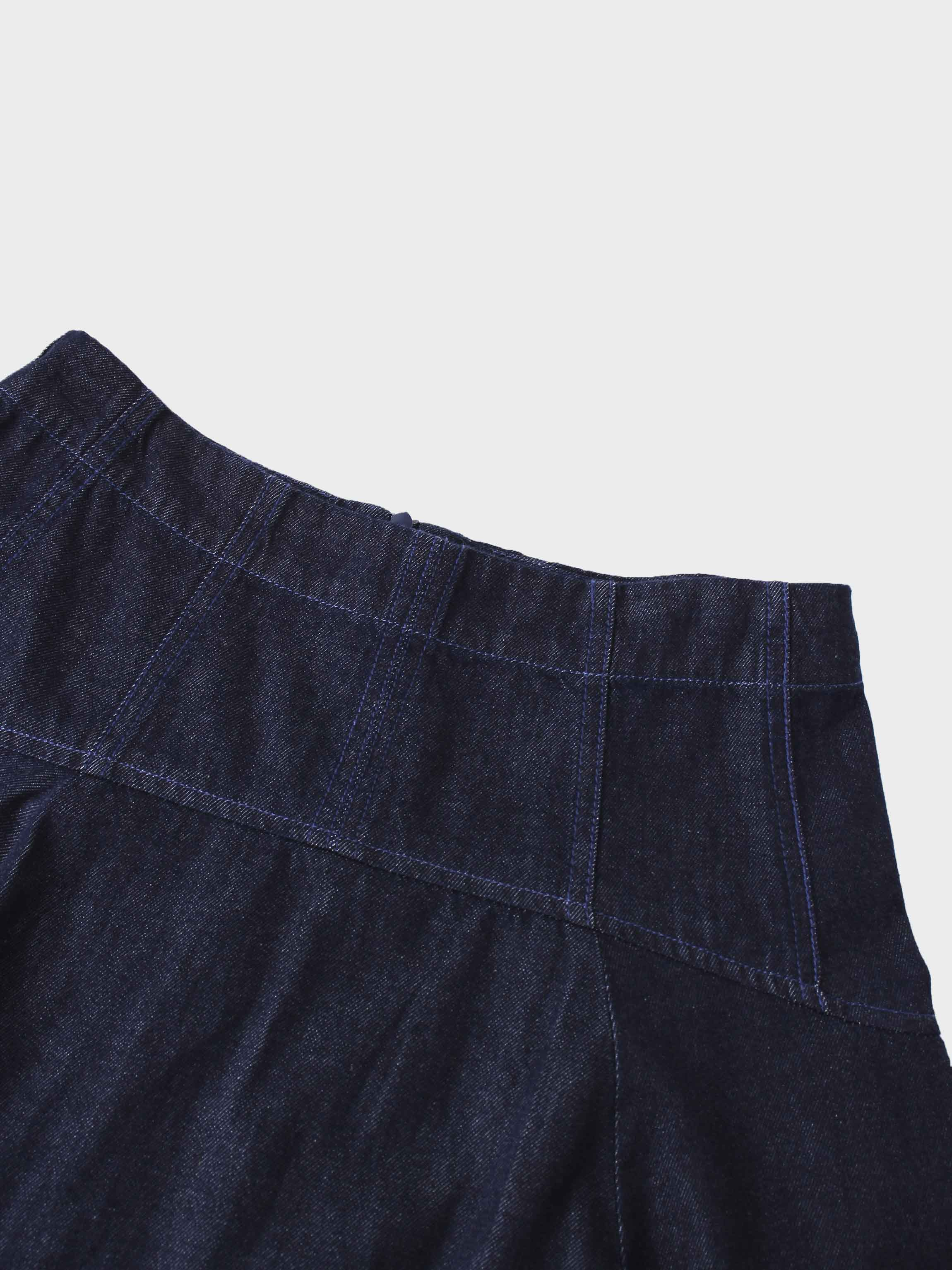 Yoke Denim Short Skirt-Blue