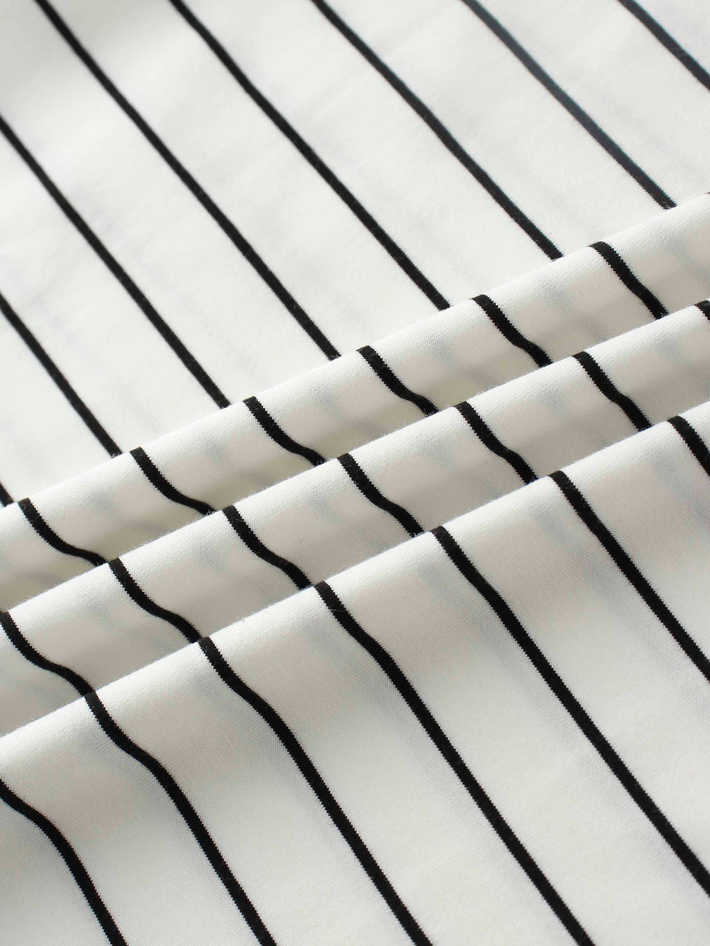 Striped Collar Snap Tee-Ivory/Black