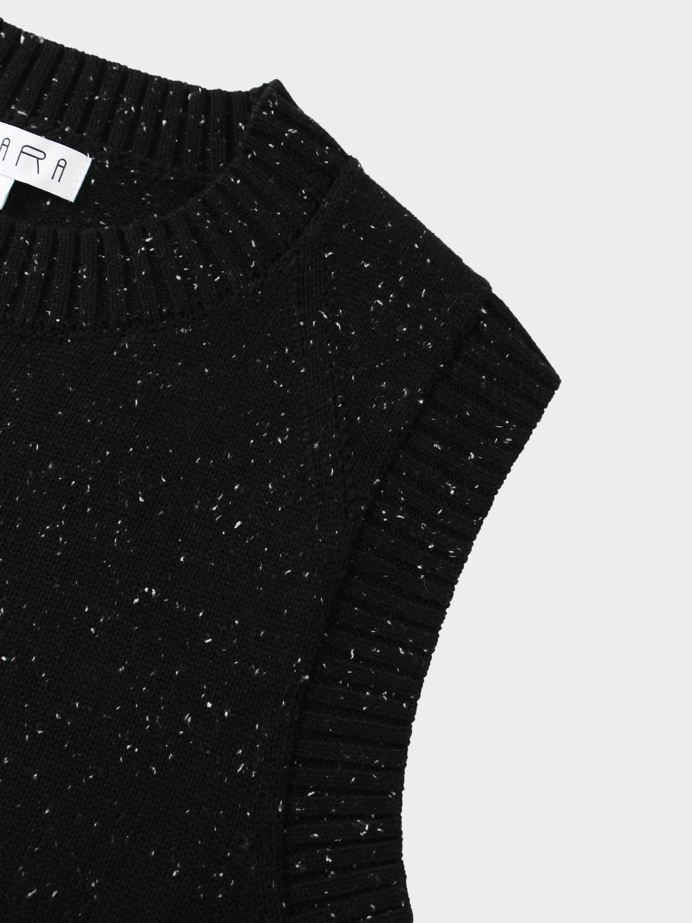 Speckled Crew Neck Vest-Black