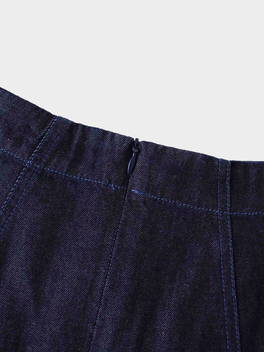 Yoke Denim Short Skirt-Blue