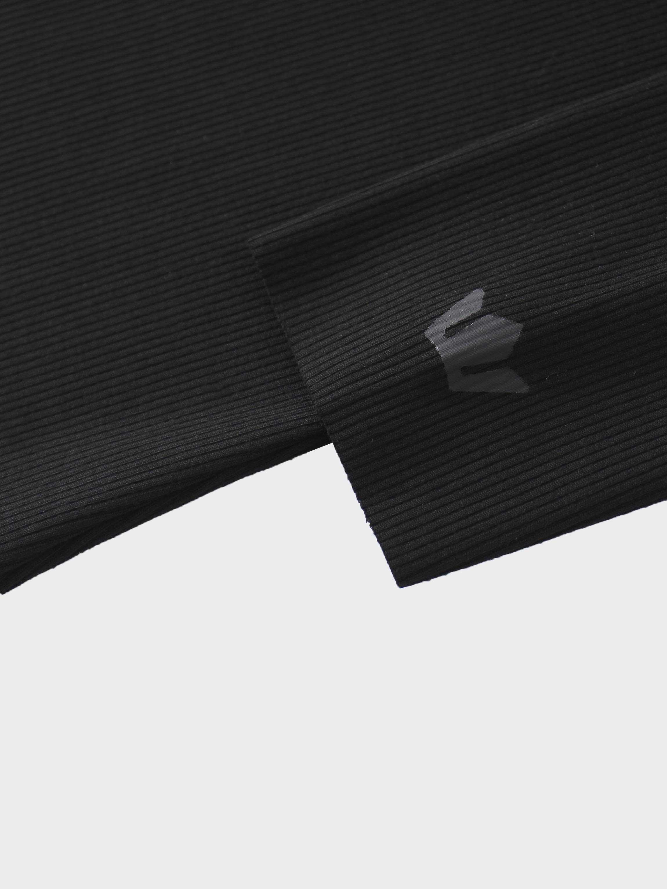 Rounded Hem Ribbed T-Shirt-Black