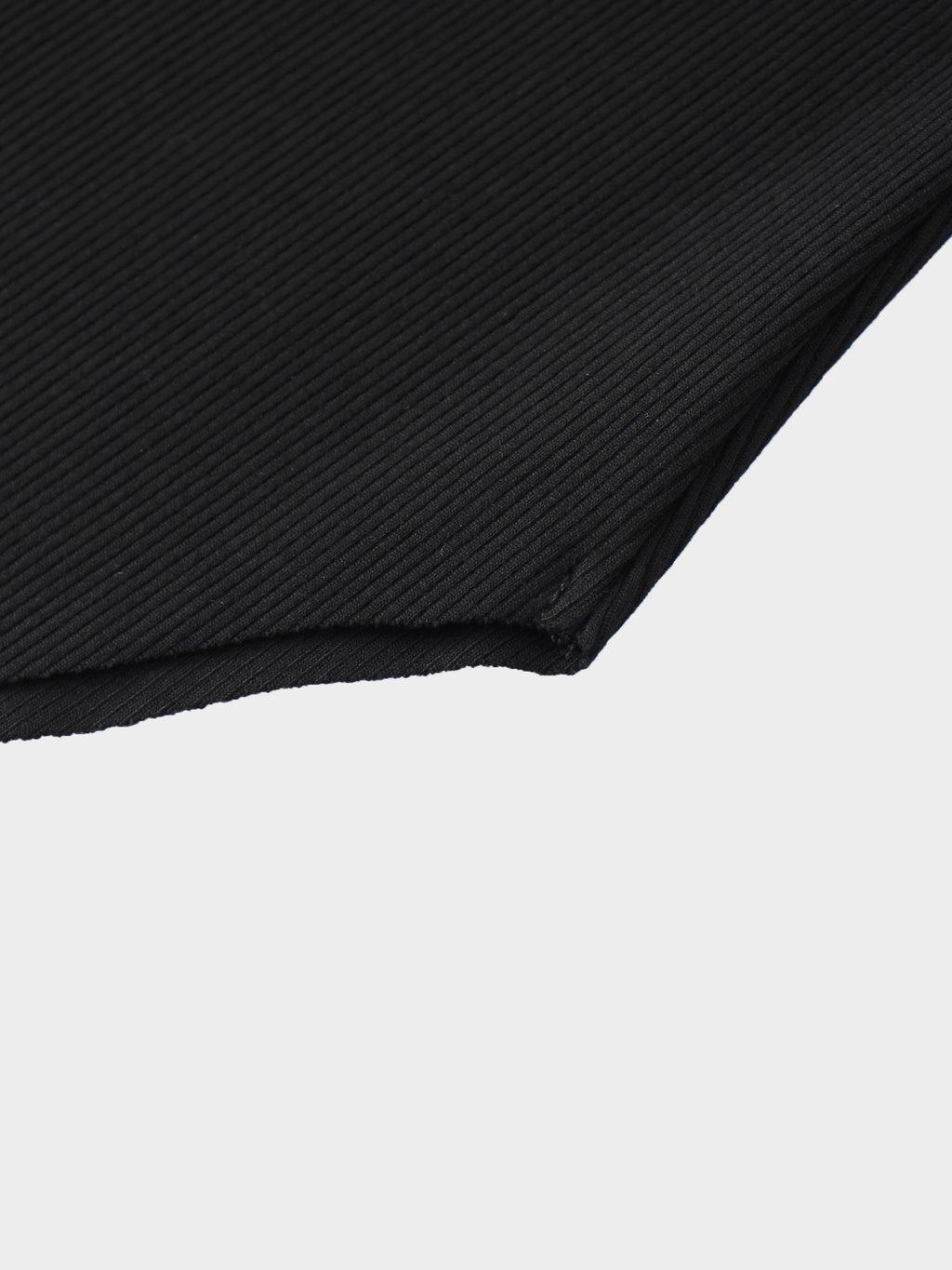 Rounded Hem Ribbed T-Shirt-Black