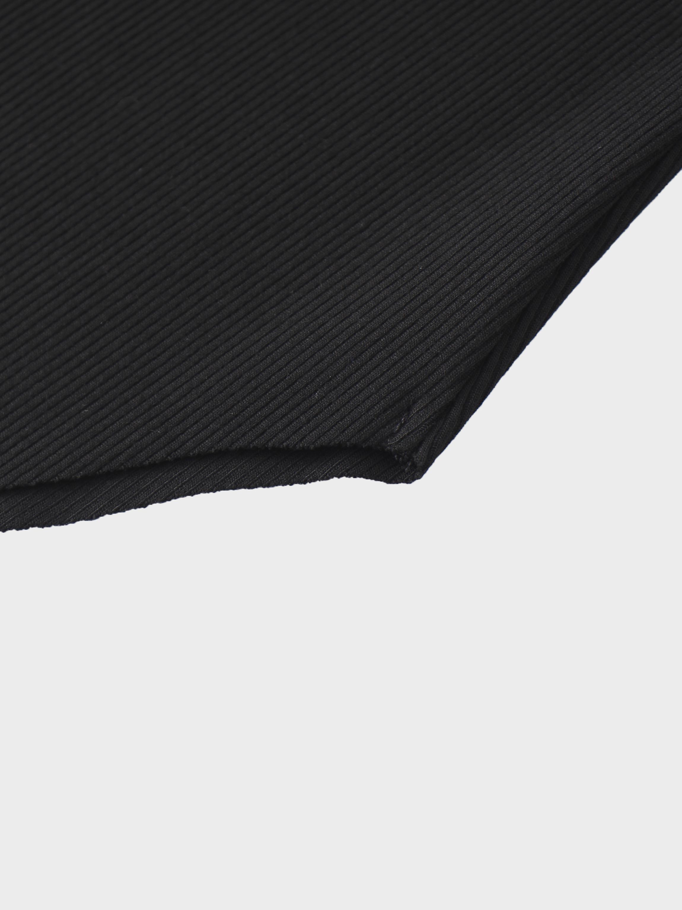 Rounded Hem Ribbed T-Shirt-Black