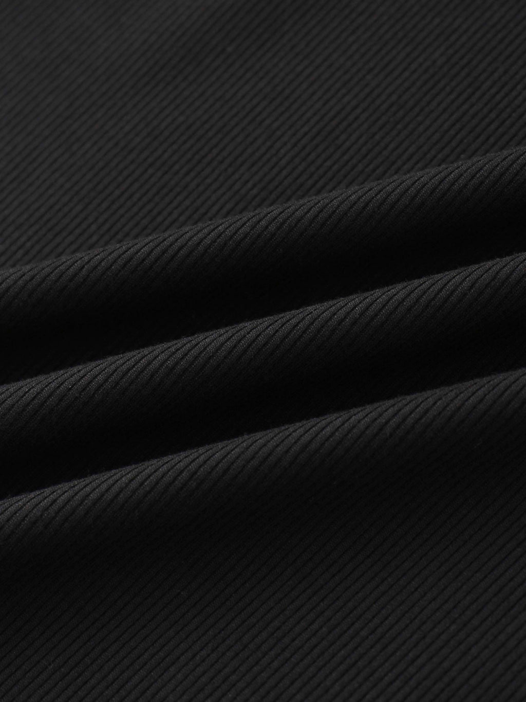 Rounded Hem Ribbed T-Shirt-Black