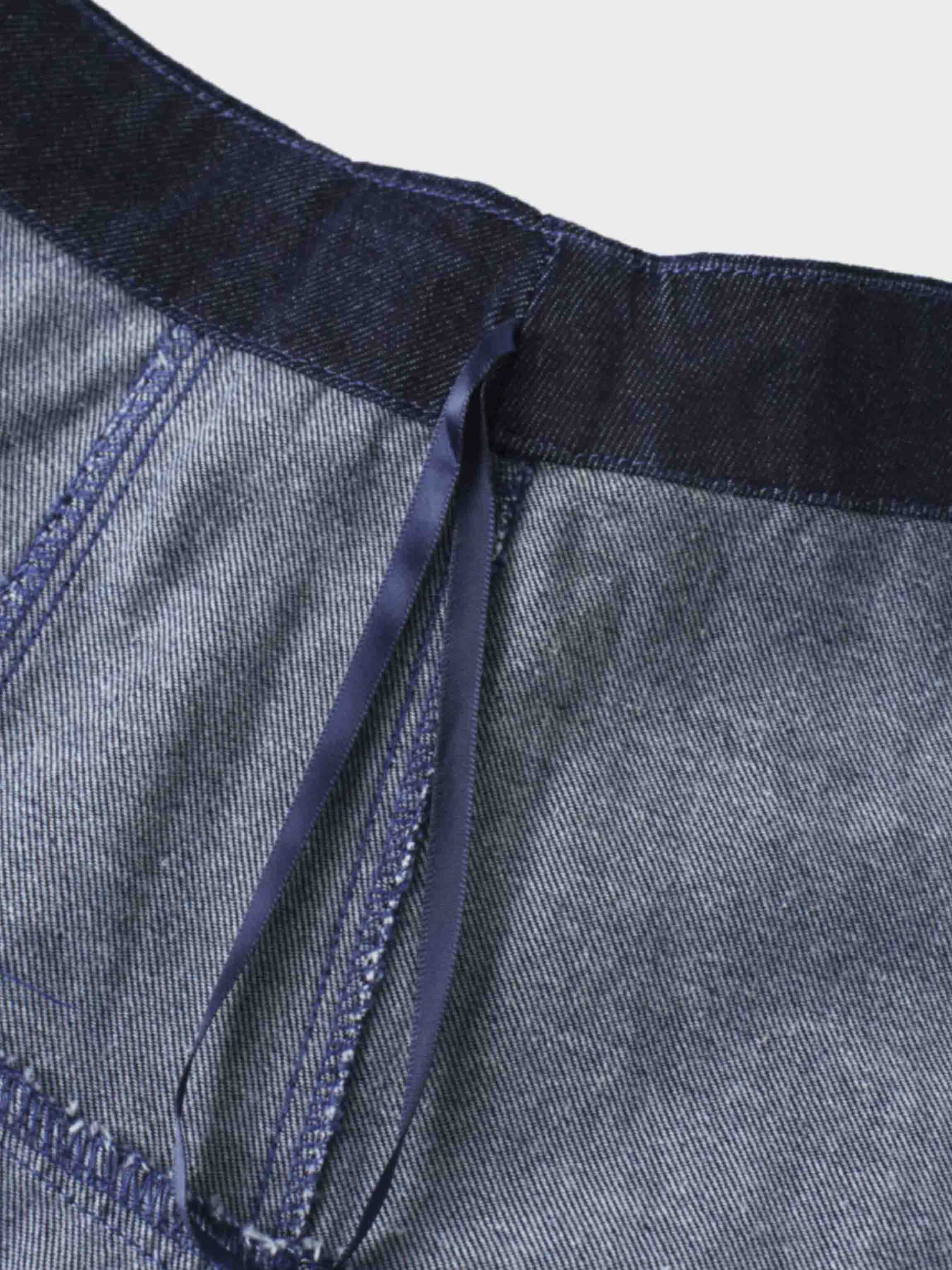 Yoke Denim Short Skirt-Blue