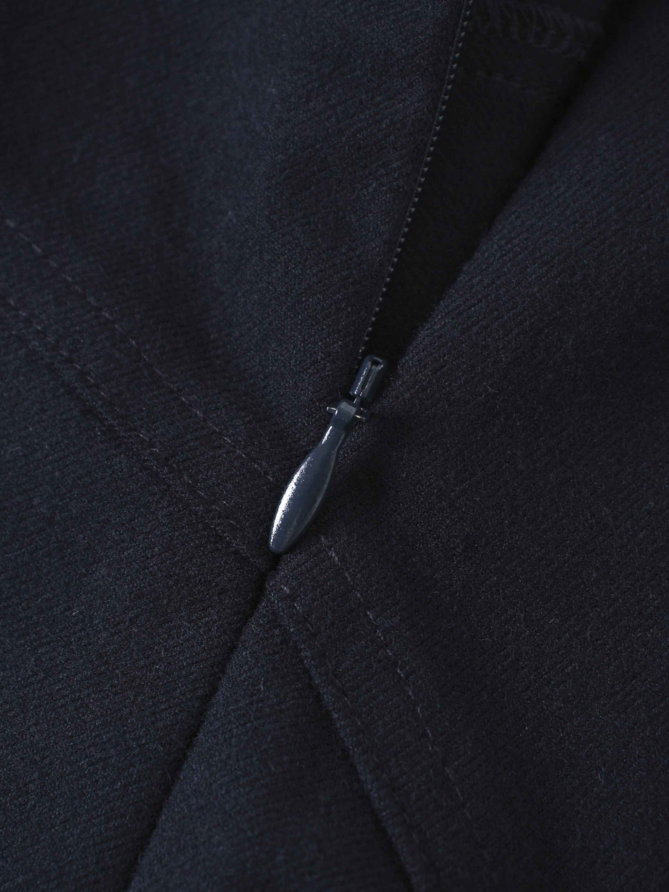 Wool Blend Yoke Skirt 26"-Navy