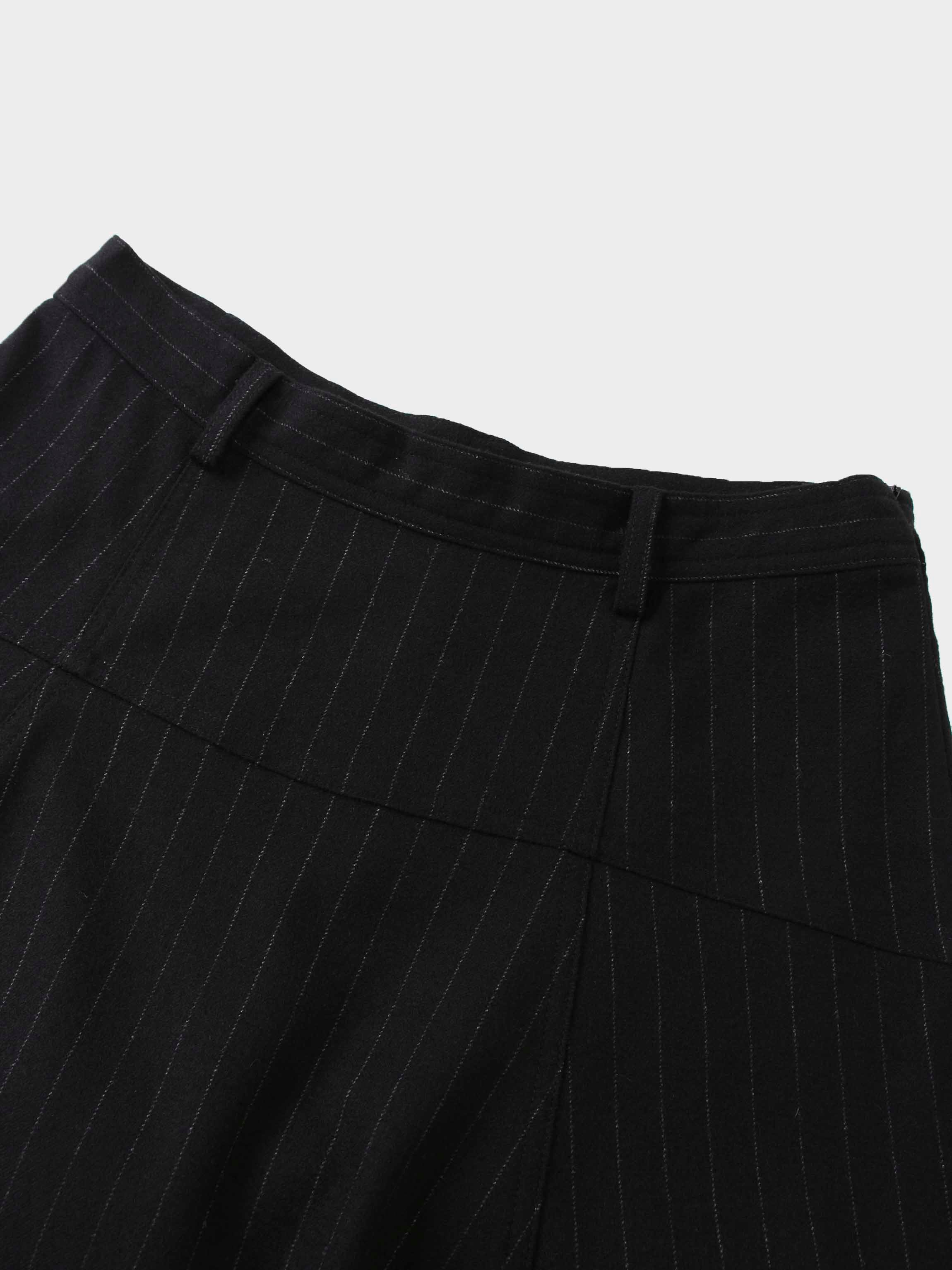Wool Blend Yoke Skirt 37"-Black Pinstripe