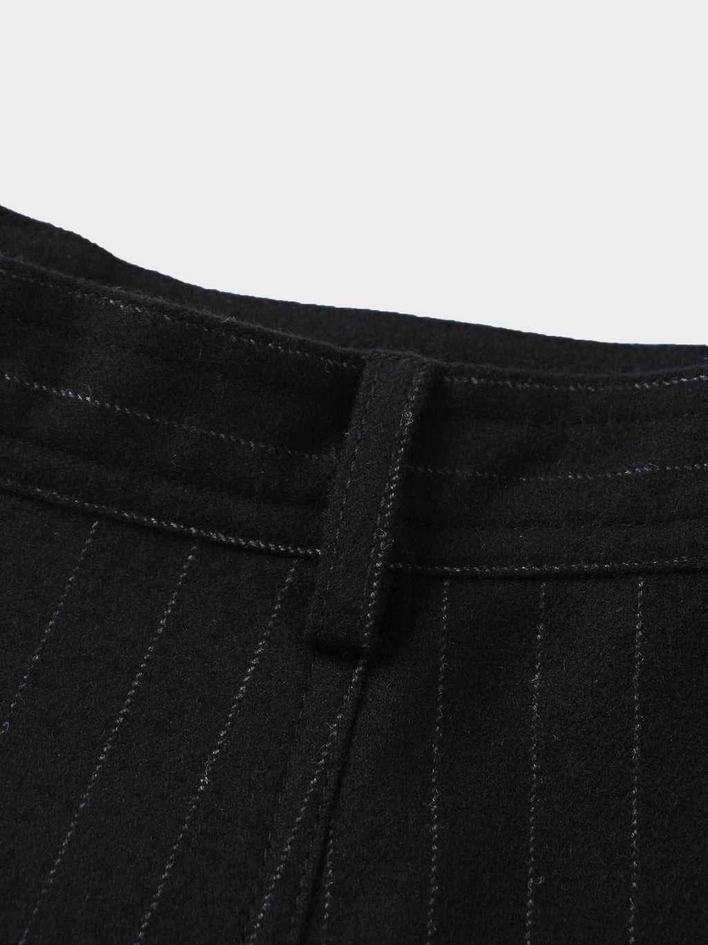 Wool Blend Yoke Skirt 37"-Black Pinstripe