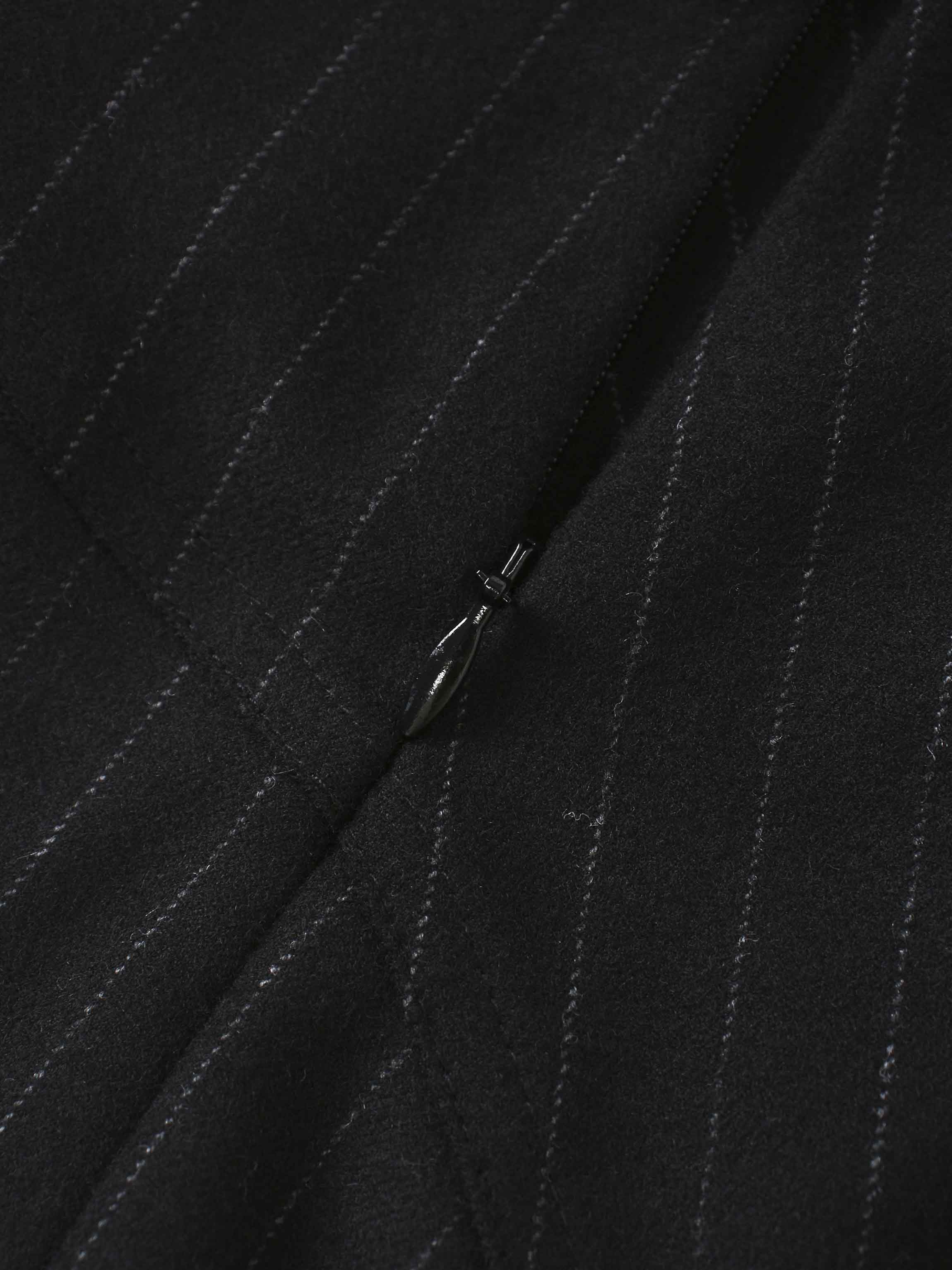 Wool Blend Yoke Skirt 37"-Black Pinstripe