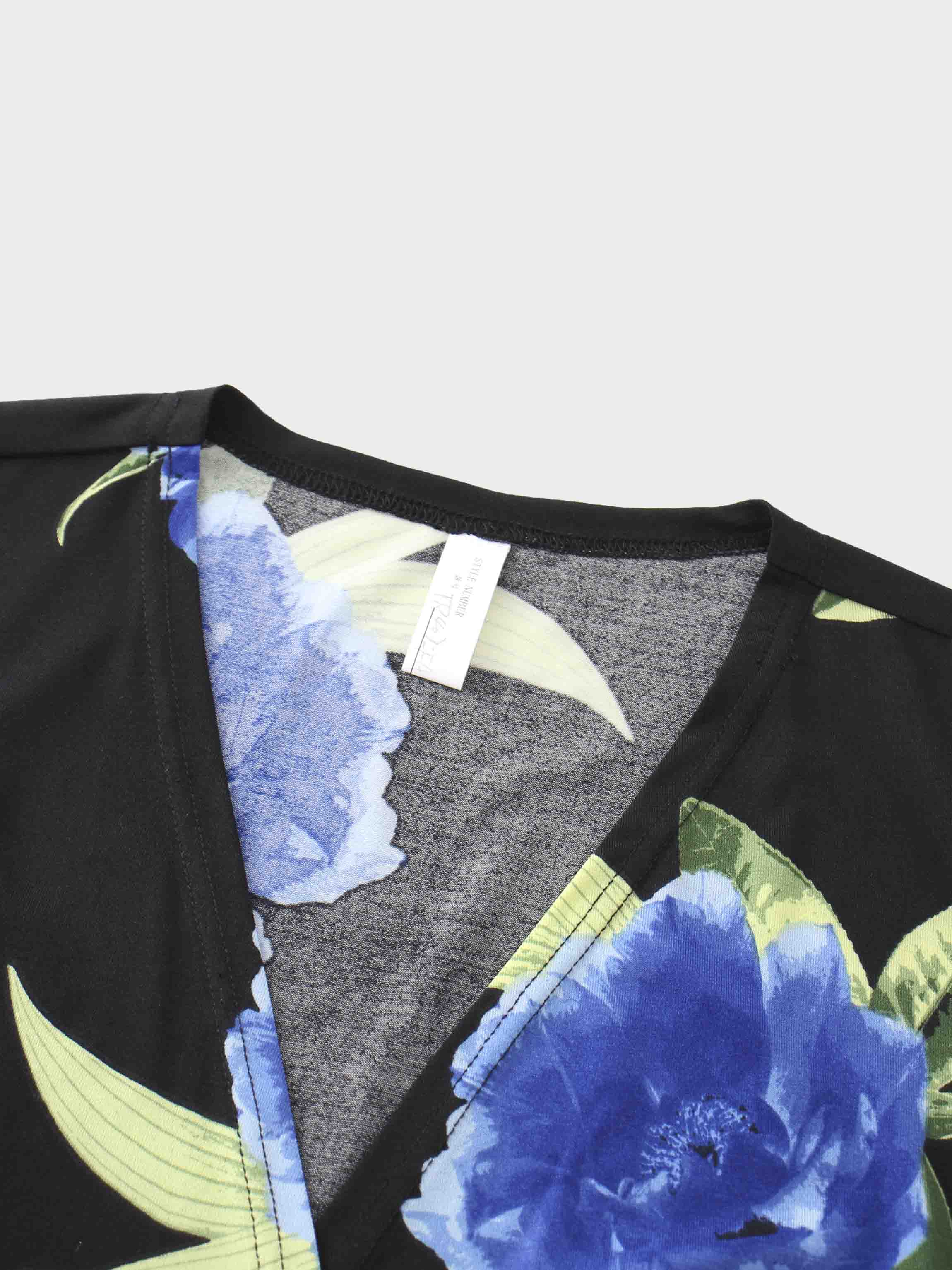 Maxi Wrap Dress-Blue Floral