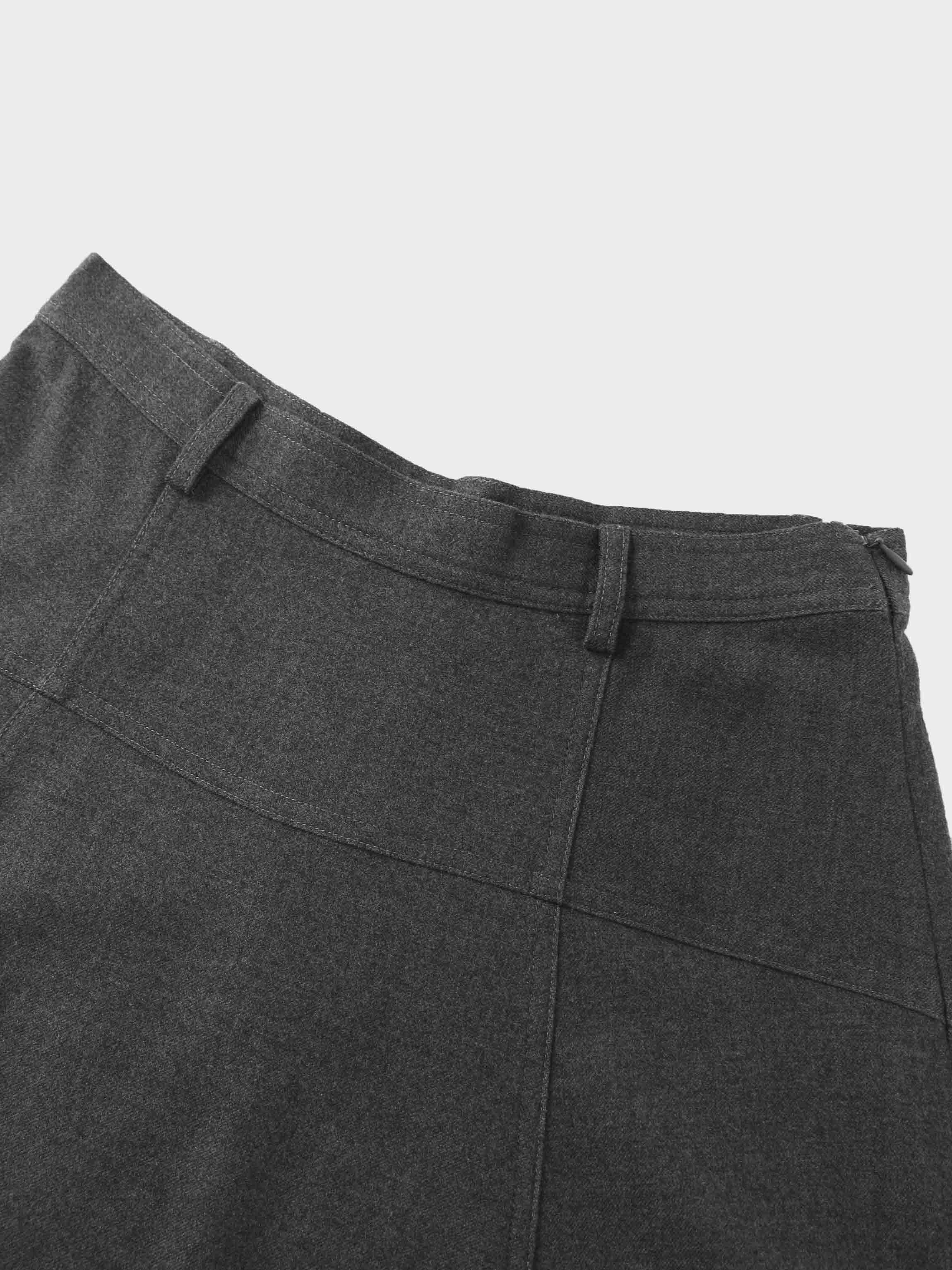 Wool Blend Yoke Skirt 37"-Grey
