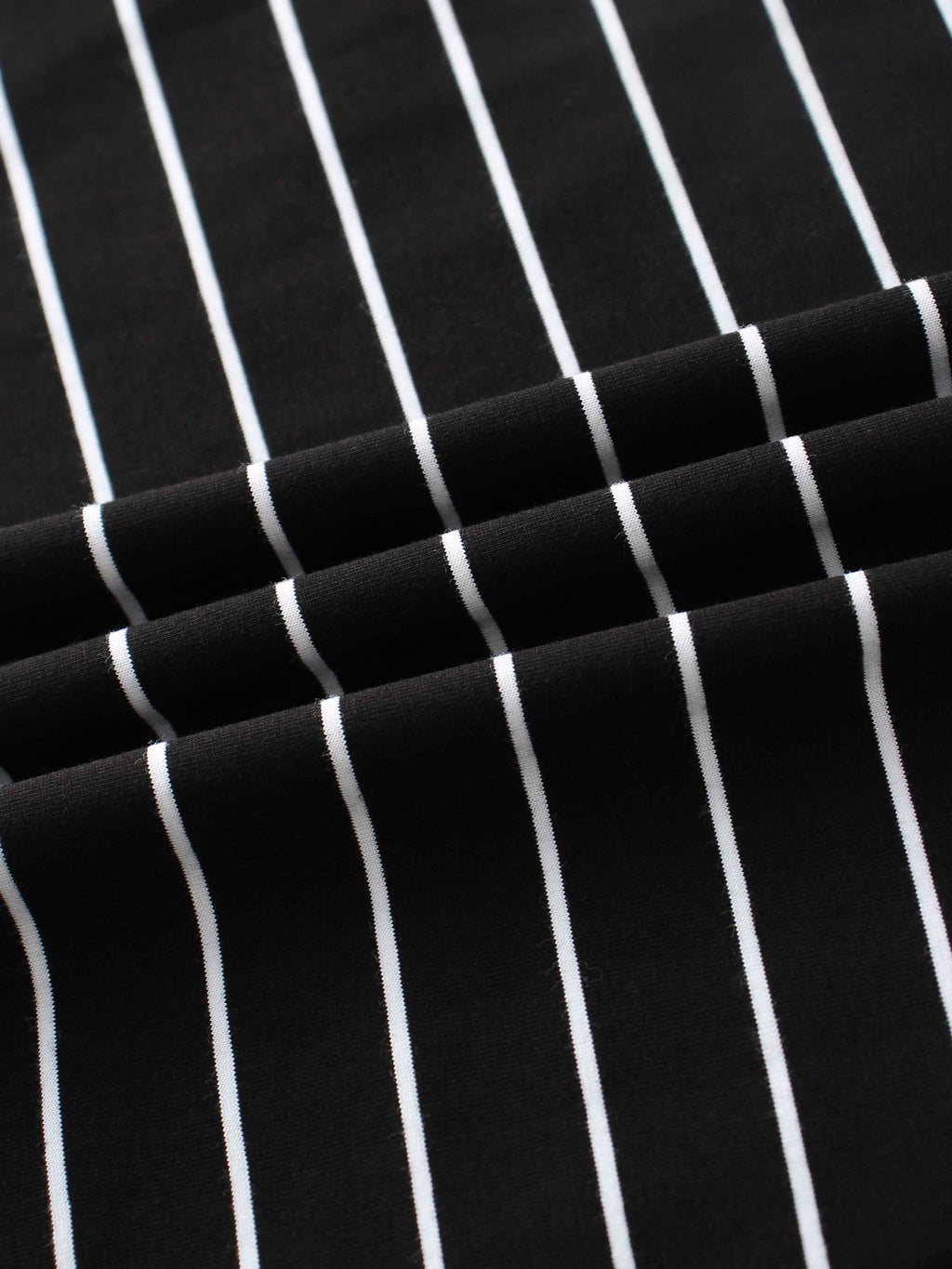 Striped Collar Snap Tee-Black/White