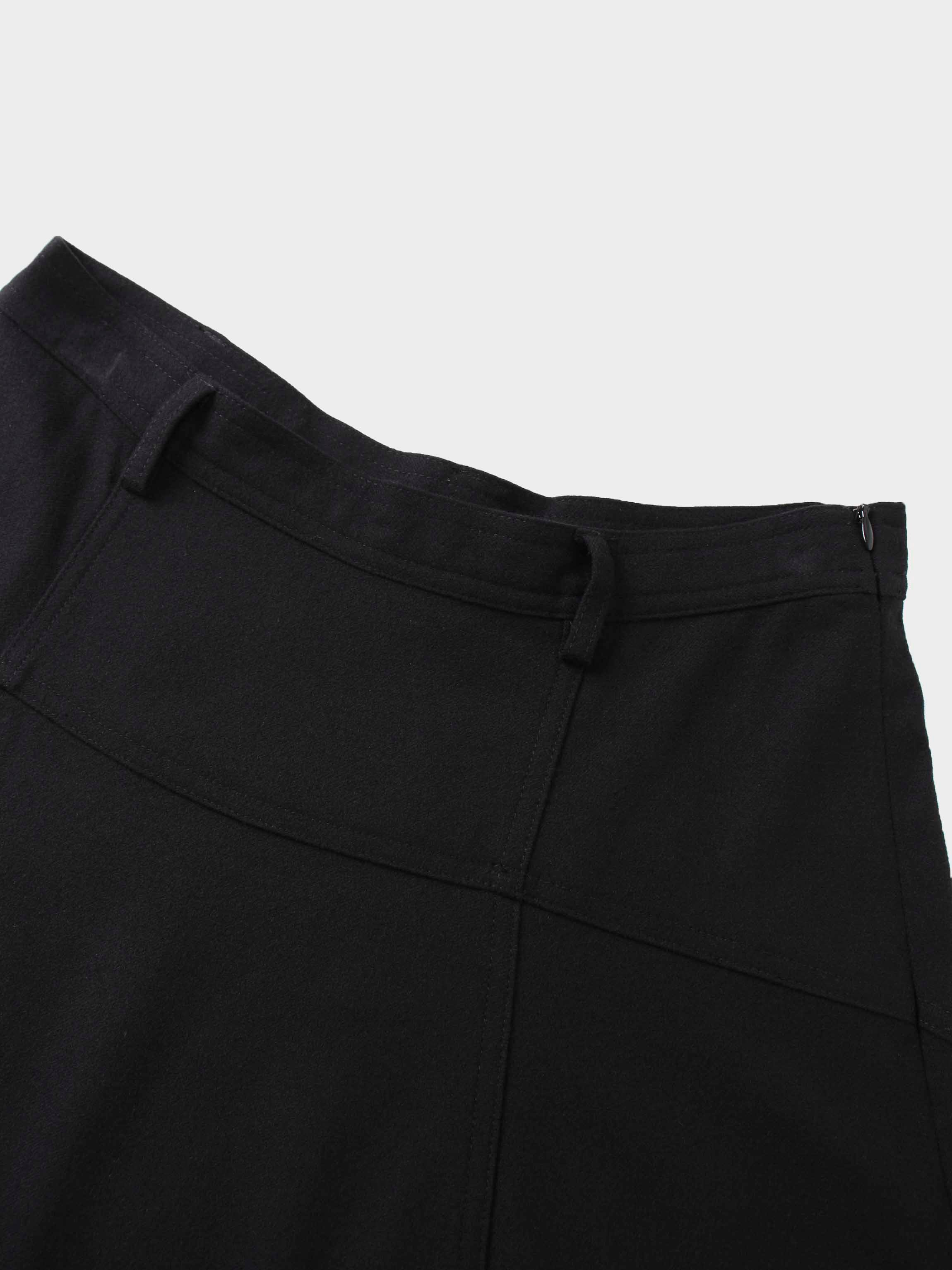 Wool Blend Yoke Skirt 26"-Black