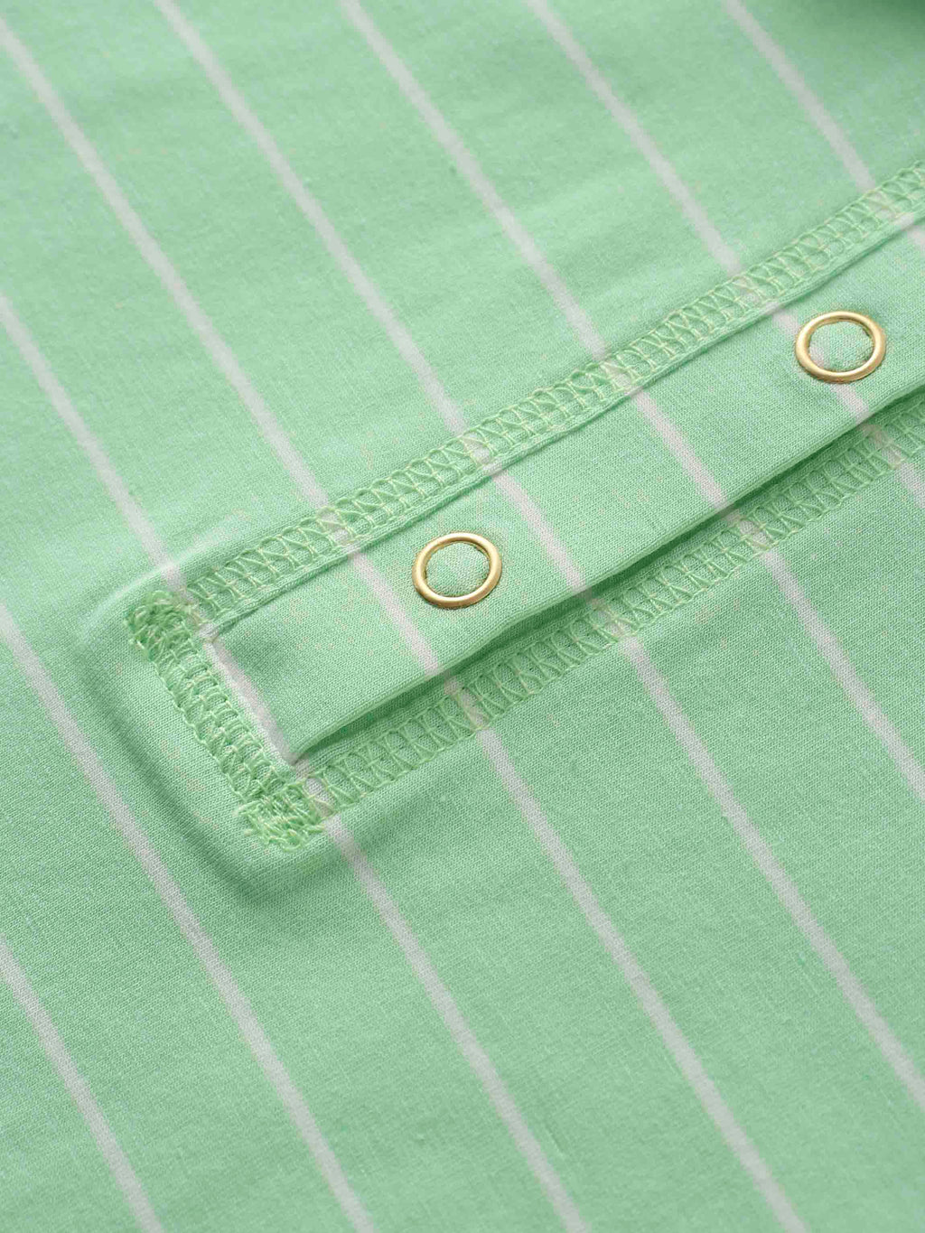 Striped Collar Snap Tee-Mint/White