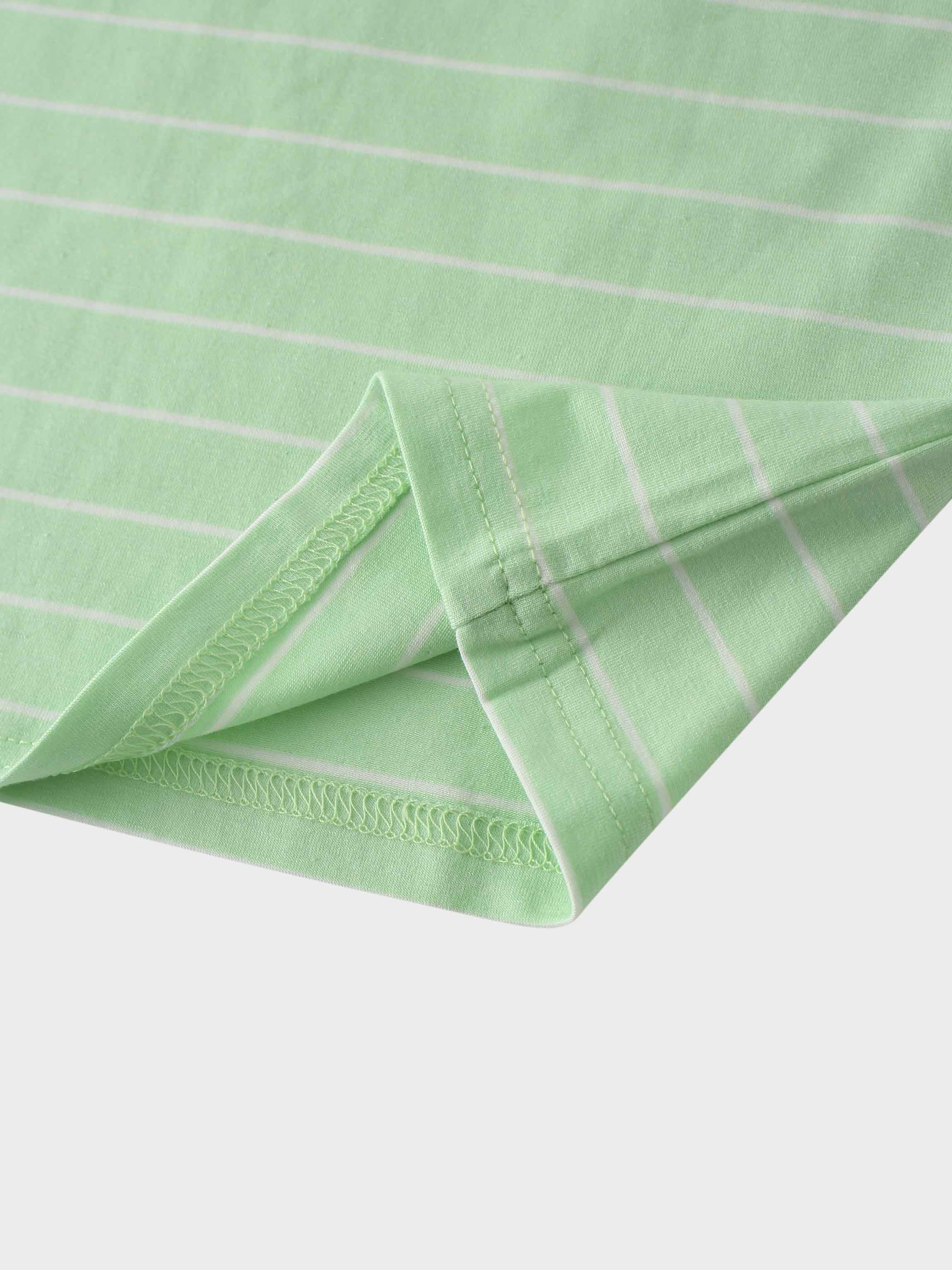 Striped Collar Snap Tee-Mint/White