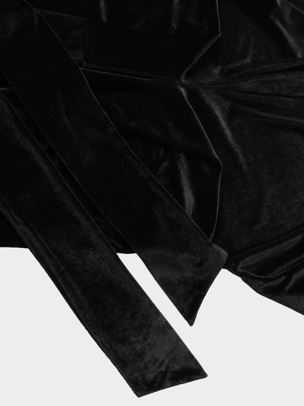 Velour Wrap Tie Maxi Dress-Black