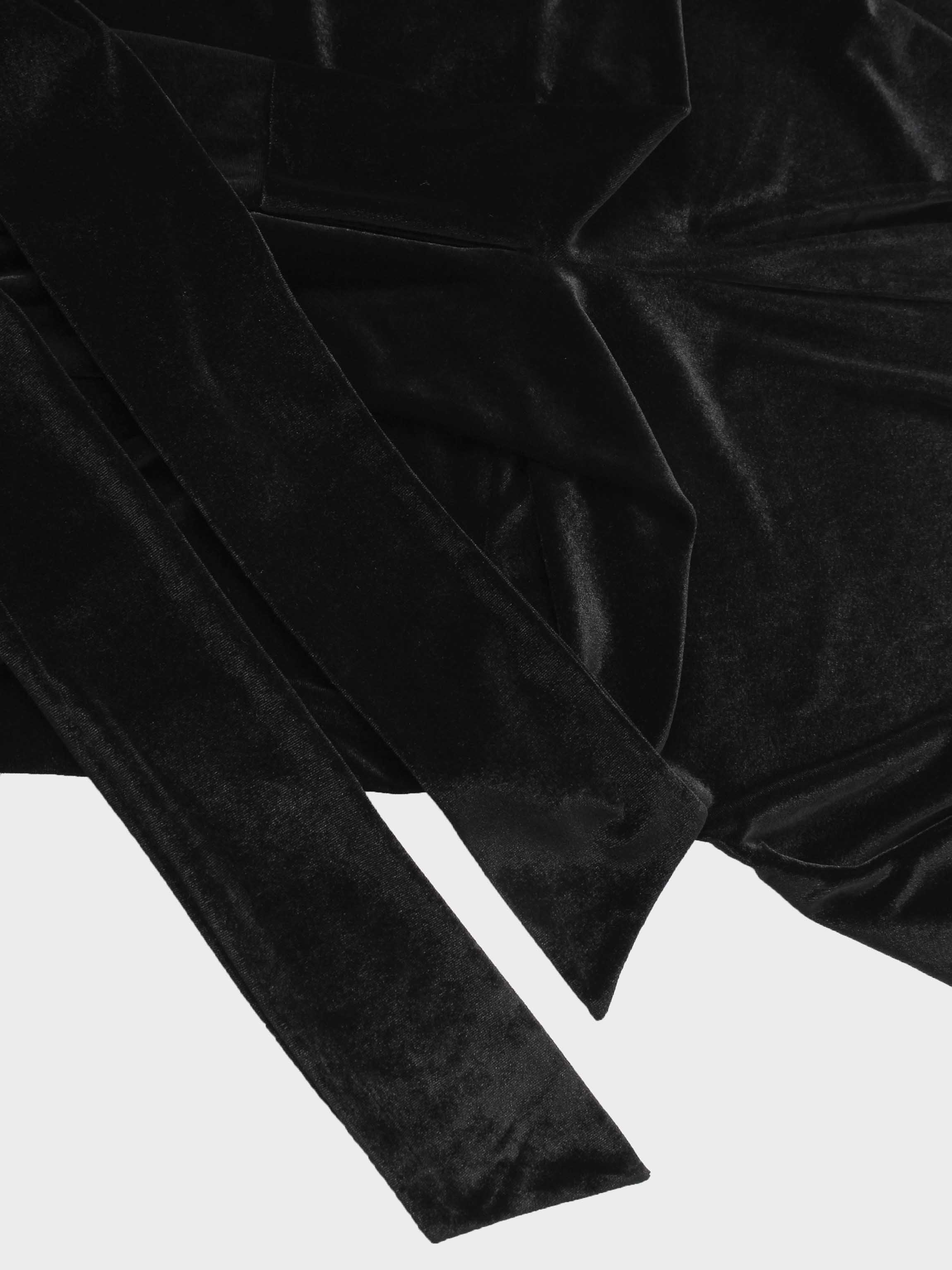 Velour Wrap Tie Maxi Dress-Black