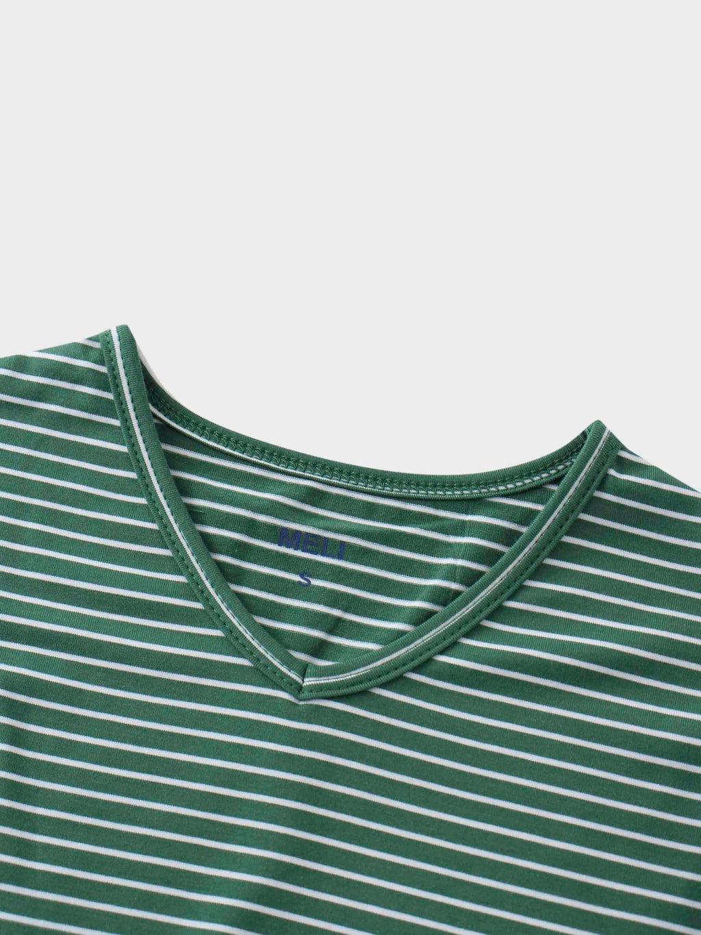 Flat Striped High V Long Sleeve-Green/White