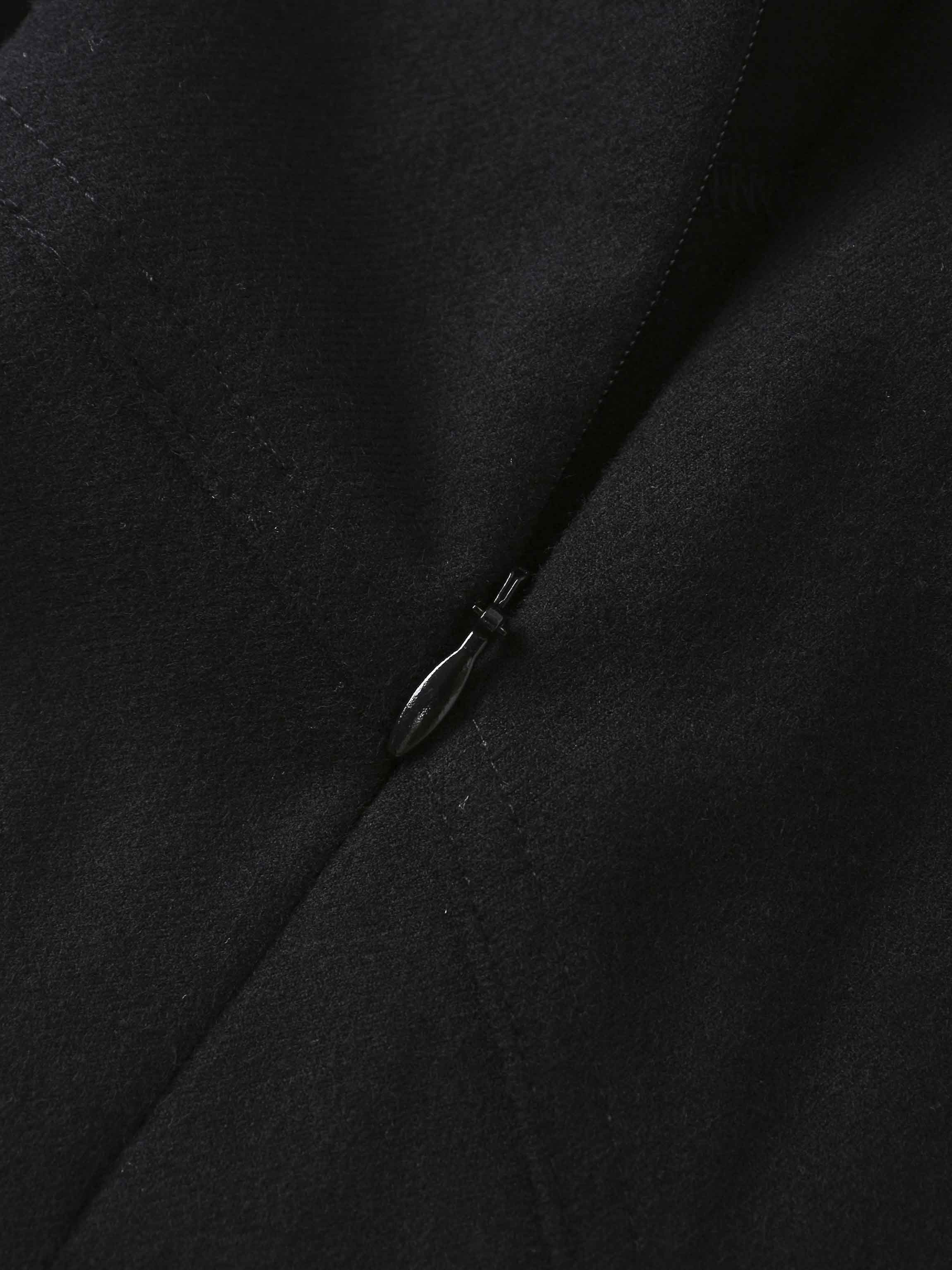 Wool Blend Yoke Skirt 26"-Black