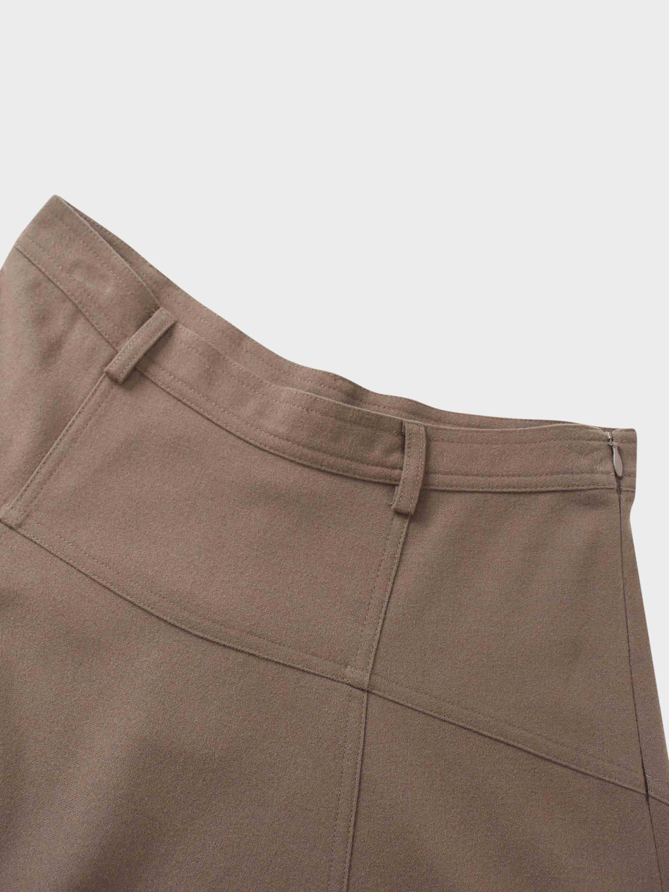 Wool Blend Yoke Skirt 26"-Mocha Mousse