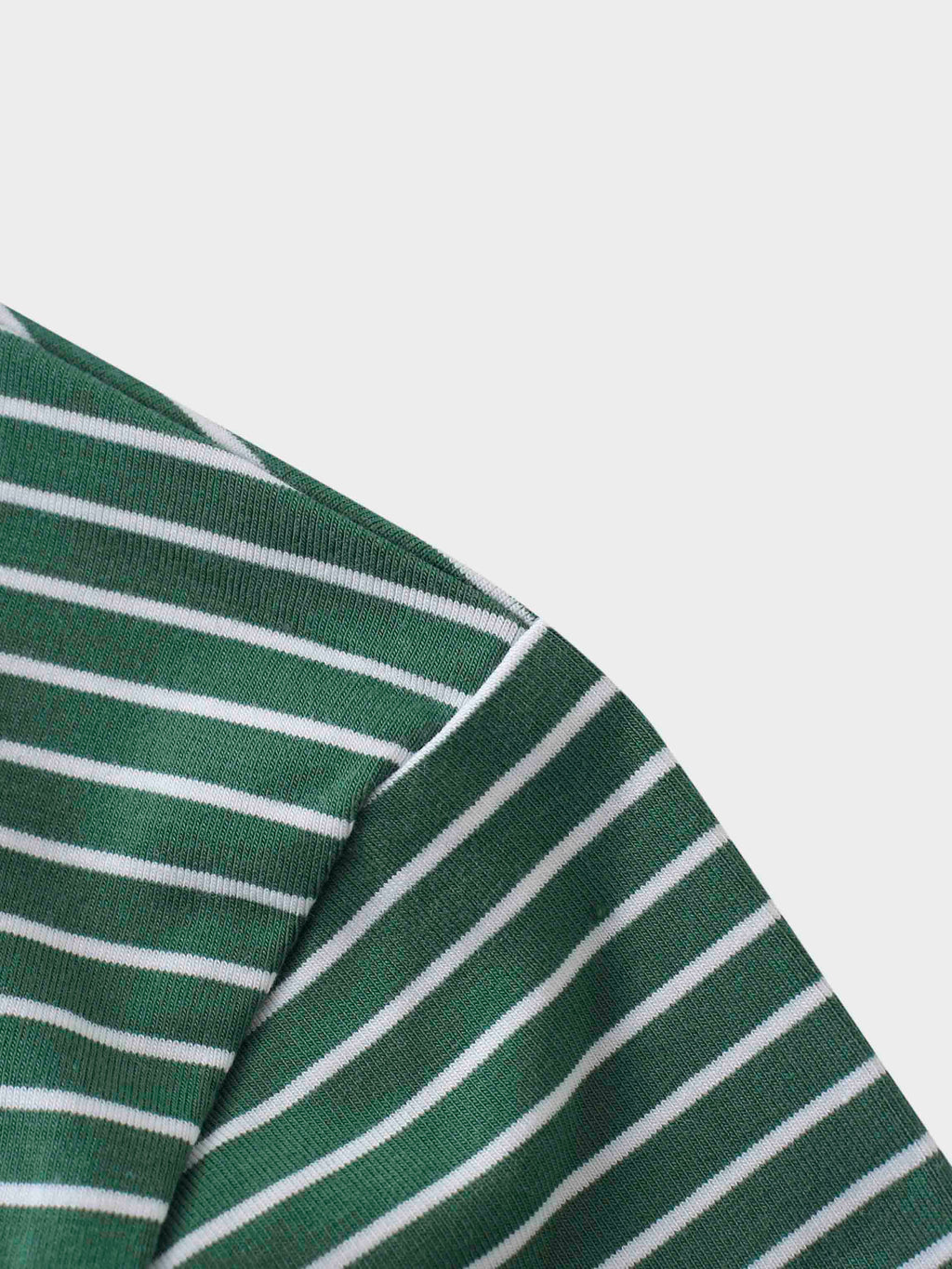 Flat Striped High V Long Sleeve-Green/White