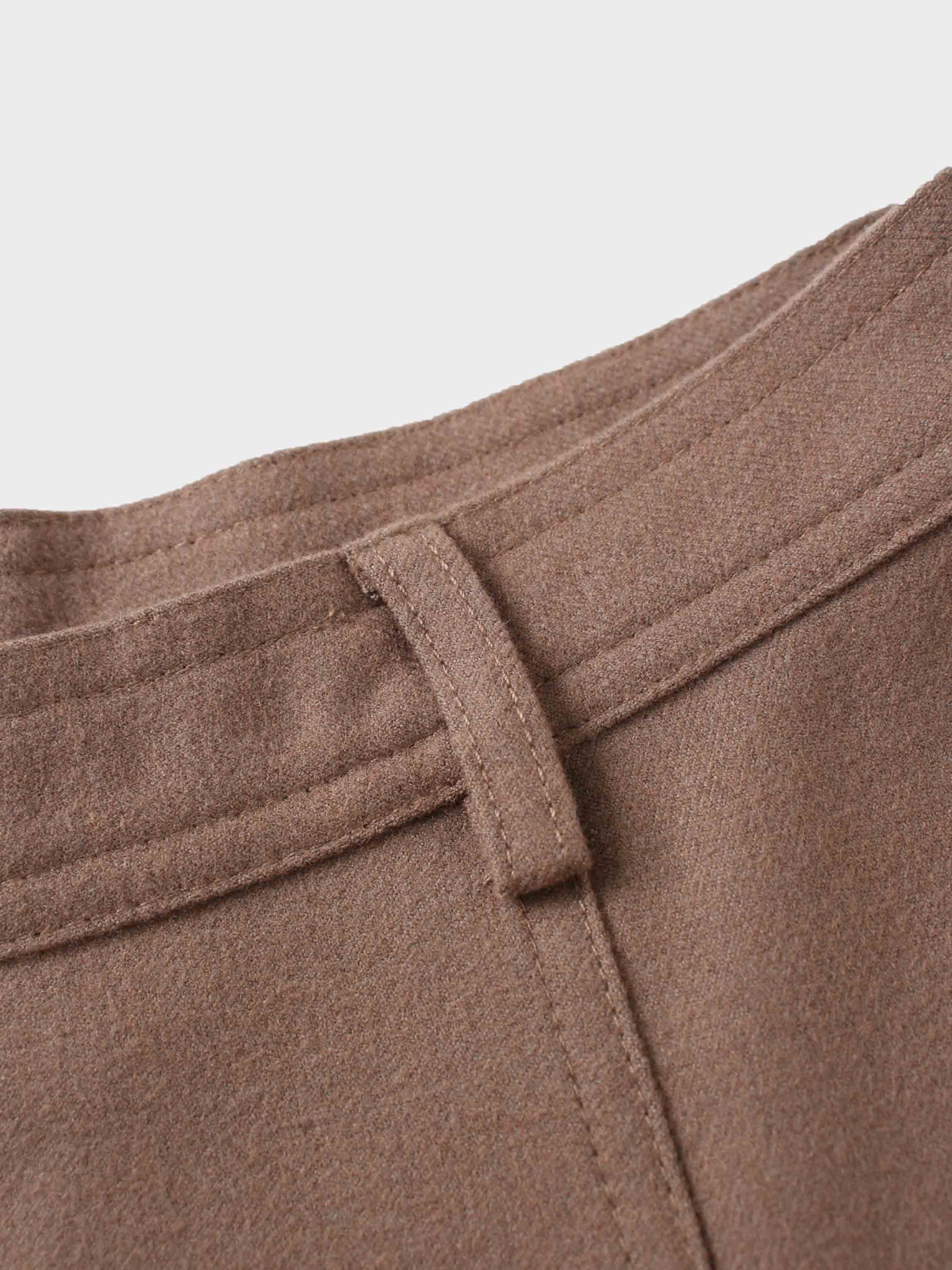 Wool Blend Yoke Skirt 37"-Mocha Mousse
