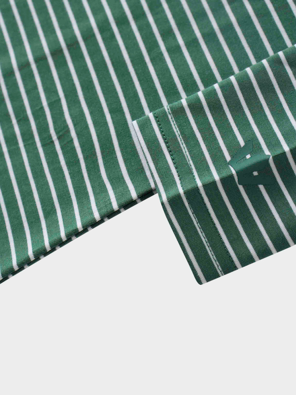 Flat Striped High V Long Sleeve-Green/White