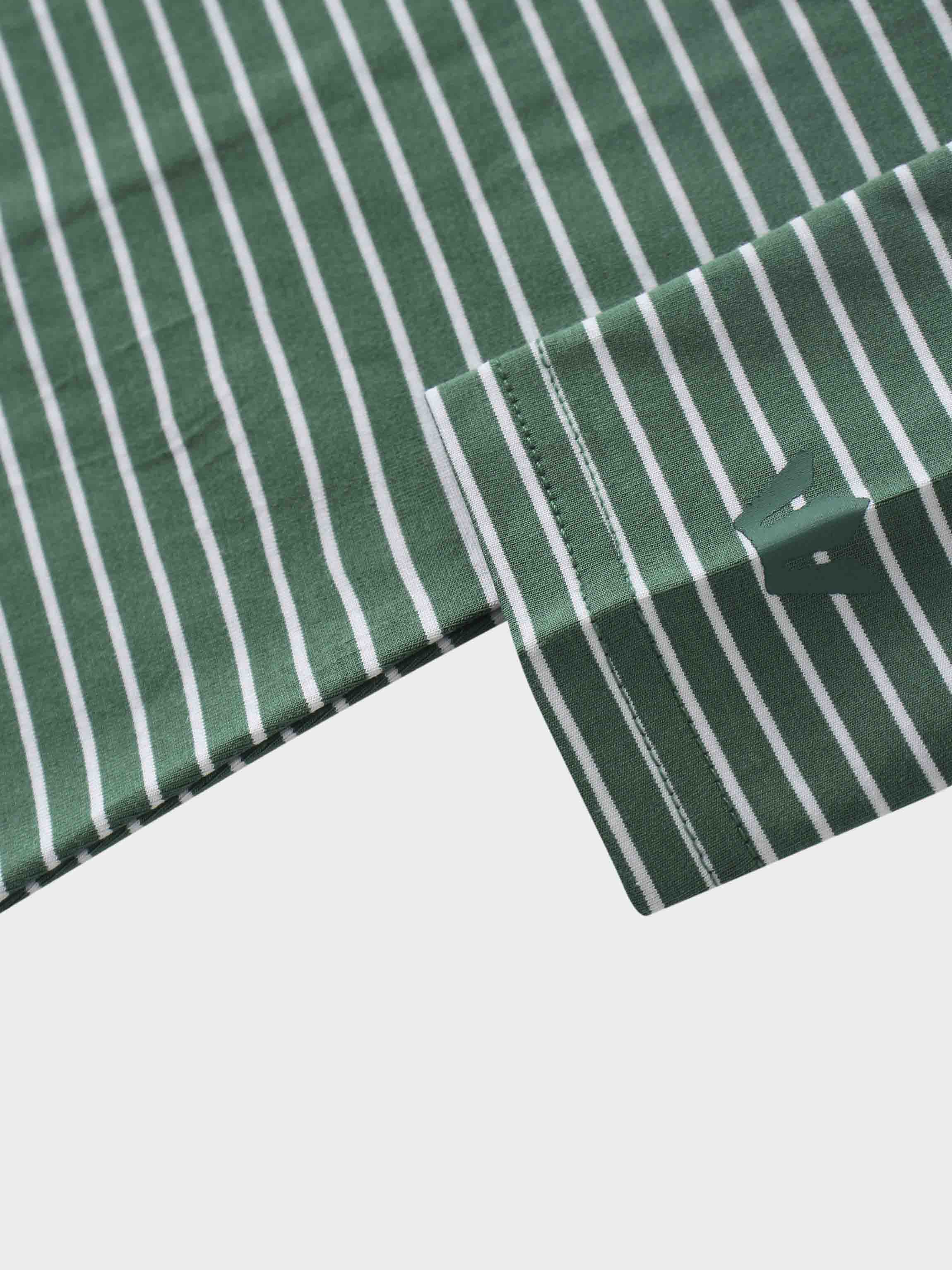 Flat Striped High V Long Sleeve-Green/White