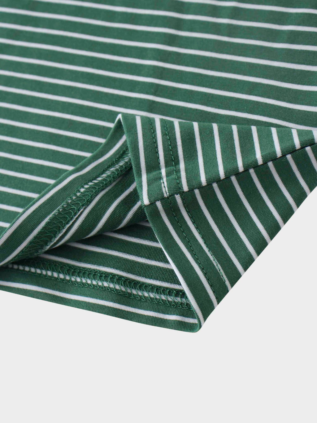 Flat Striped High V Long Sleeve-Green/White