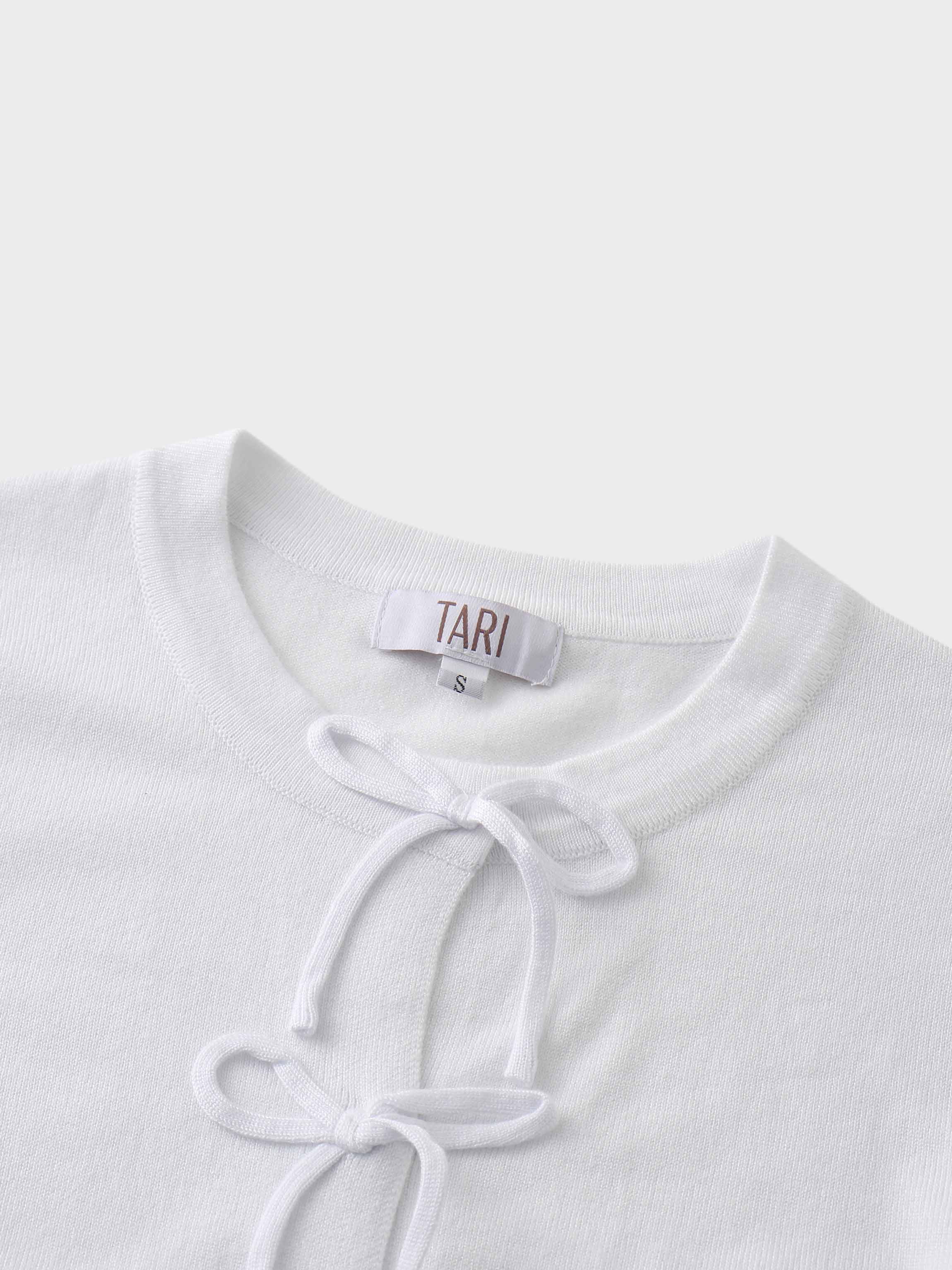 5 Bow Crop Cardigan-White