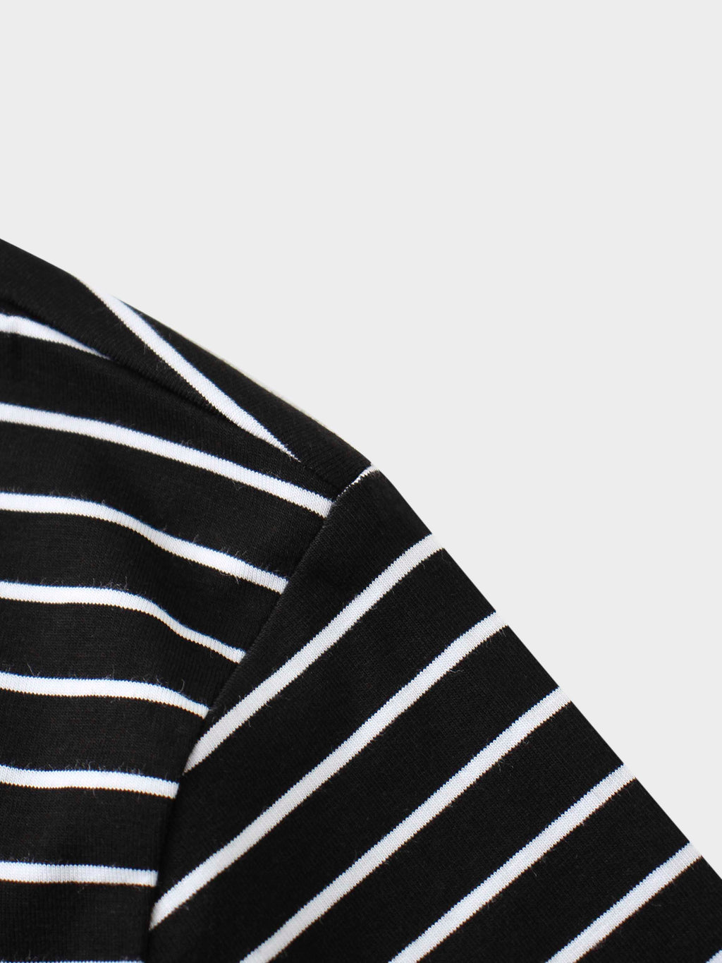 Flat Striped High V Long Sleeve-Black/White
