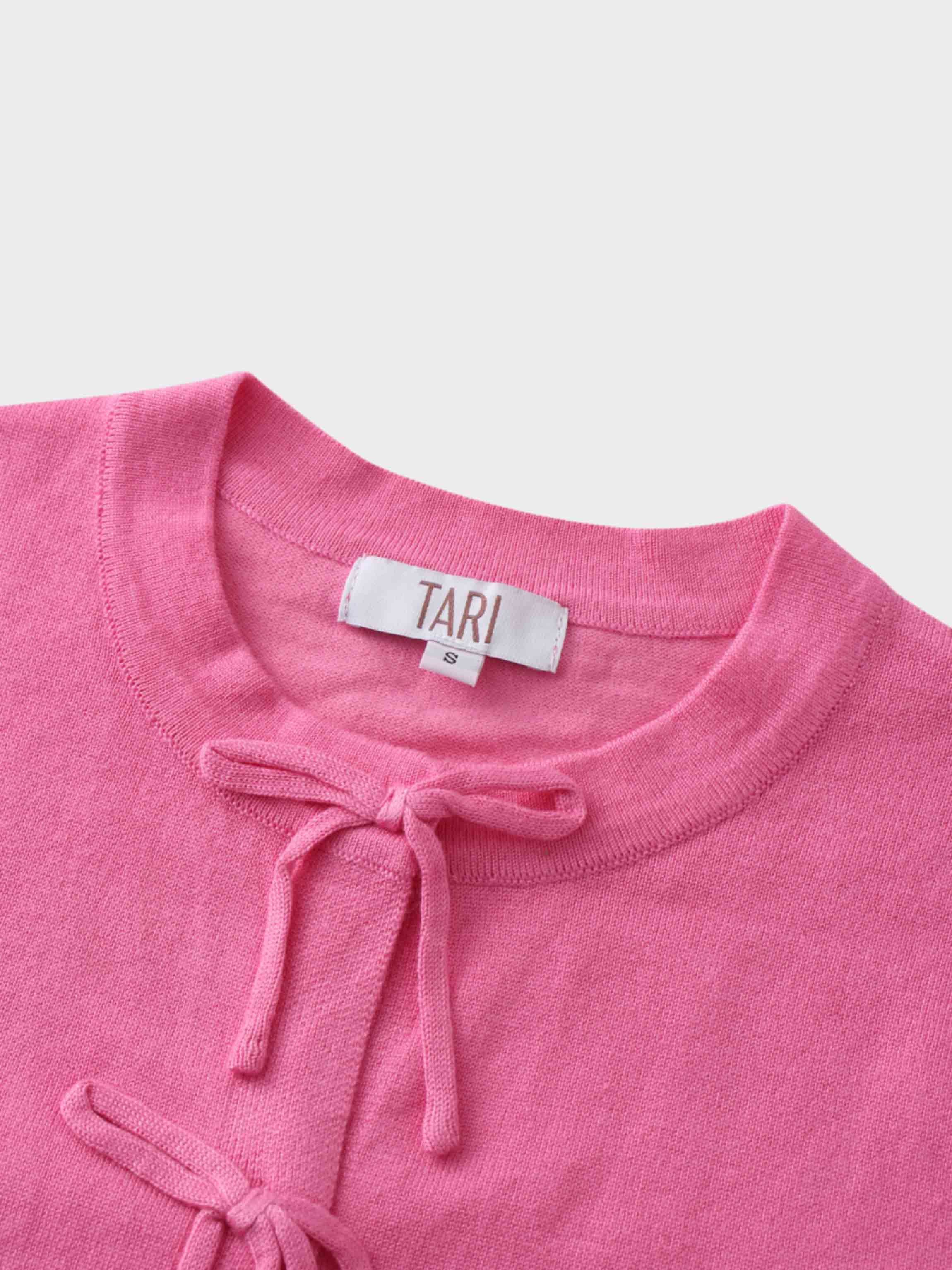 5 Bow Crop Cardigan-Pink