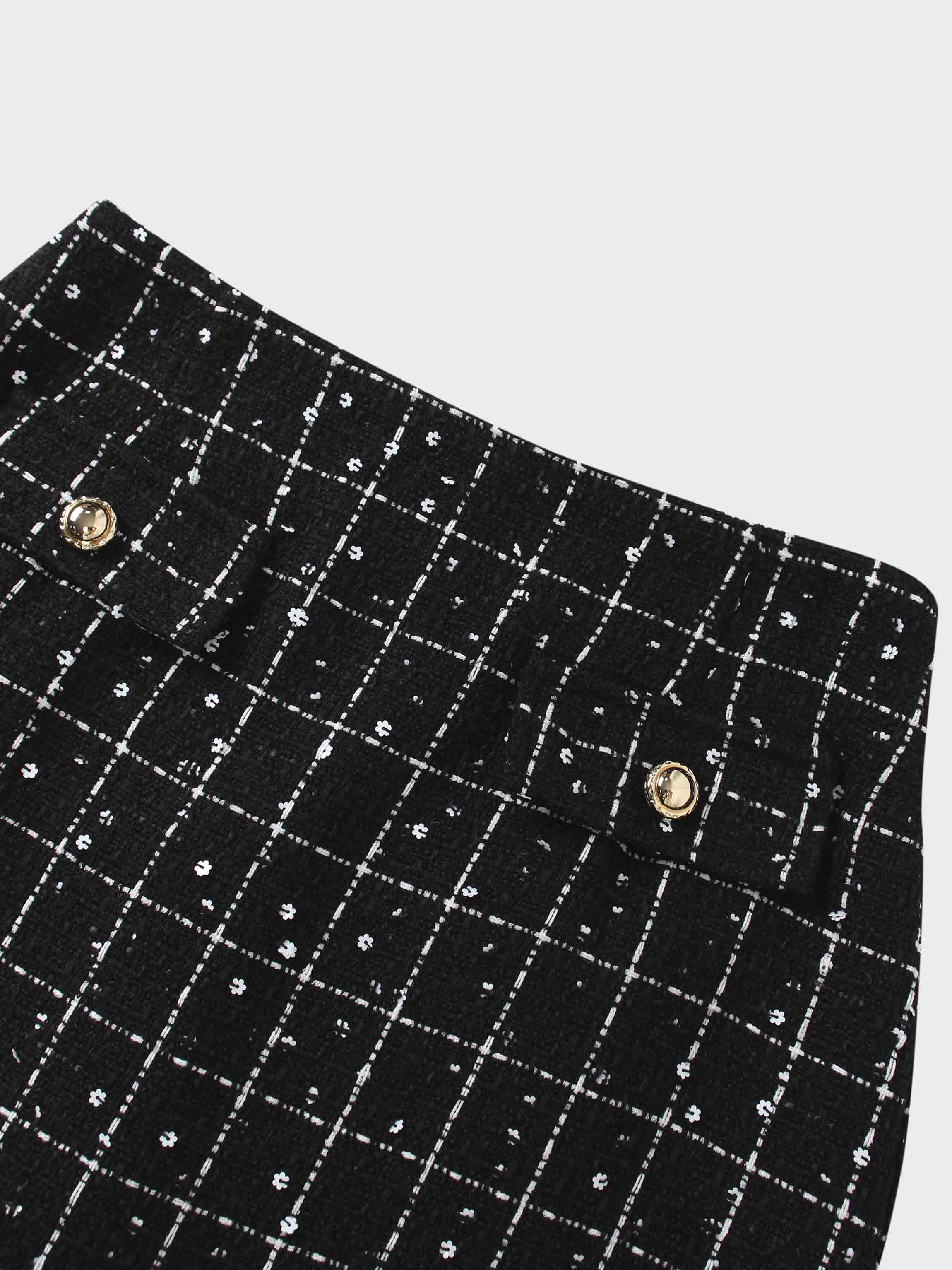 Short Pocket Skirt-Black/White