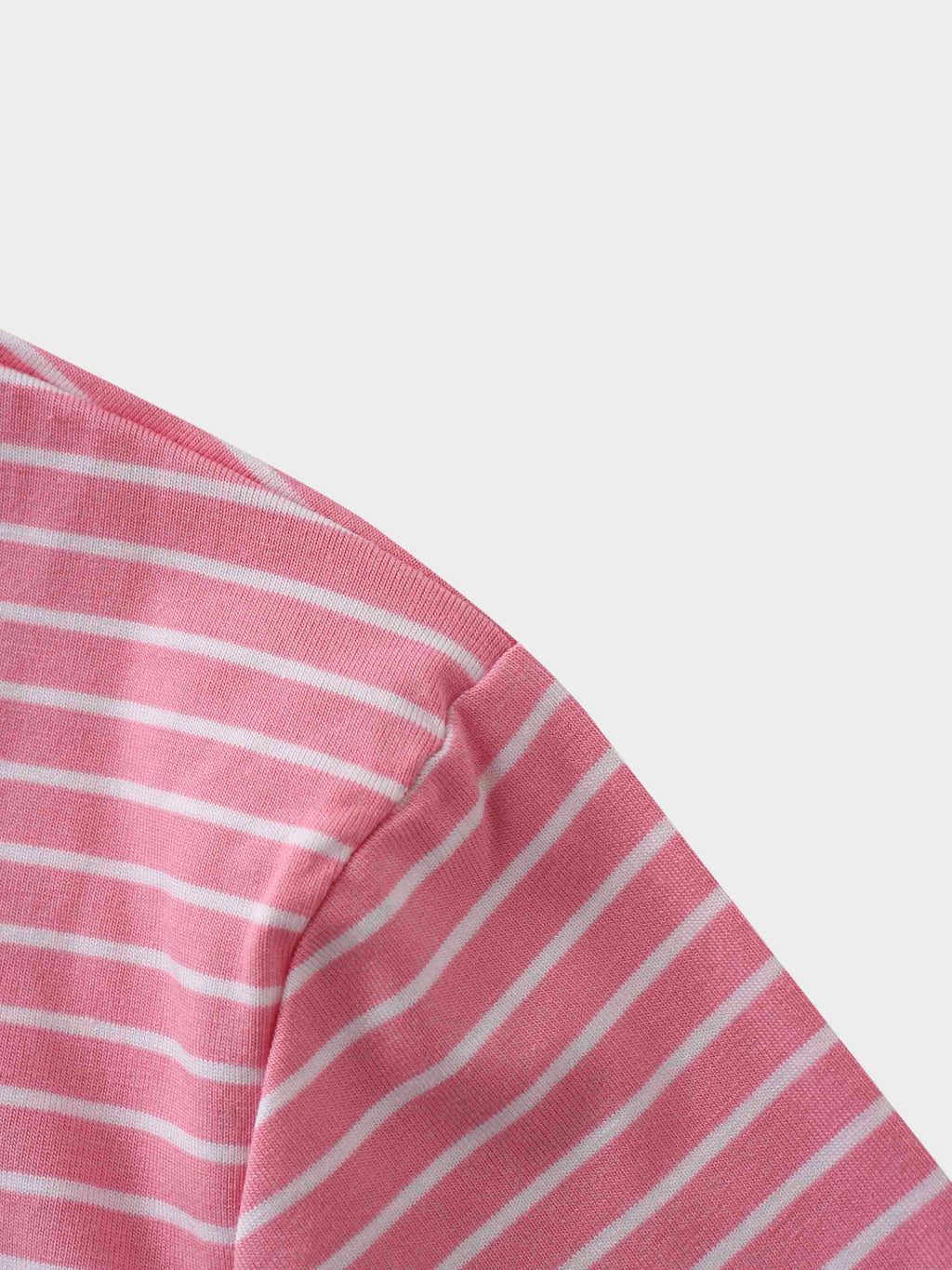 Flat Striped High V Long Sleeve-Pink/White