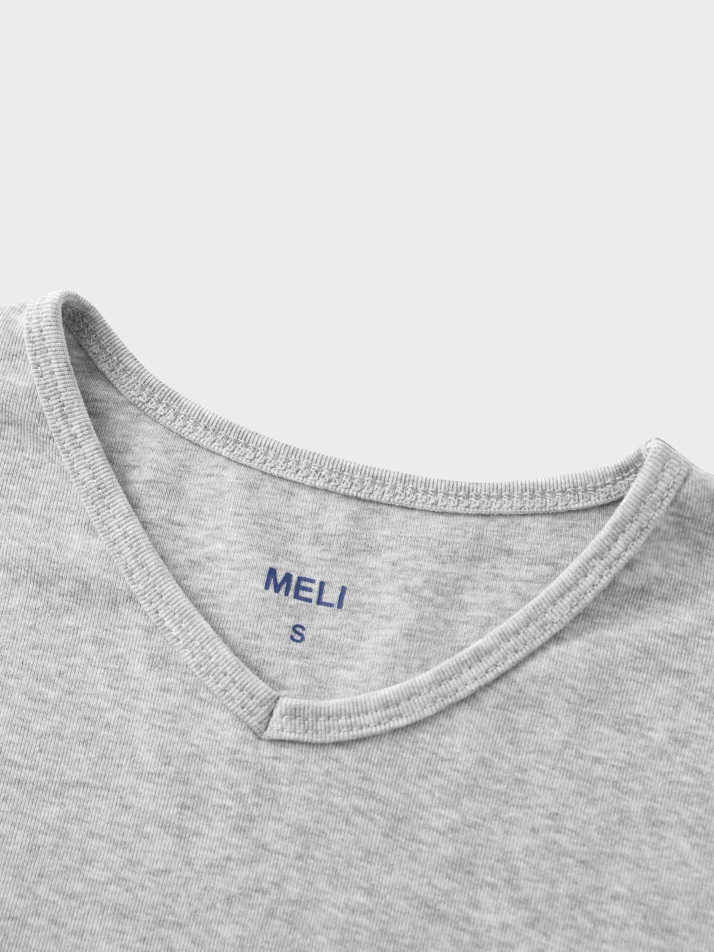 Basic High V Tee Long Sleeve-Dark Heathered Grey