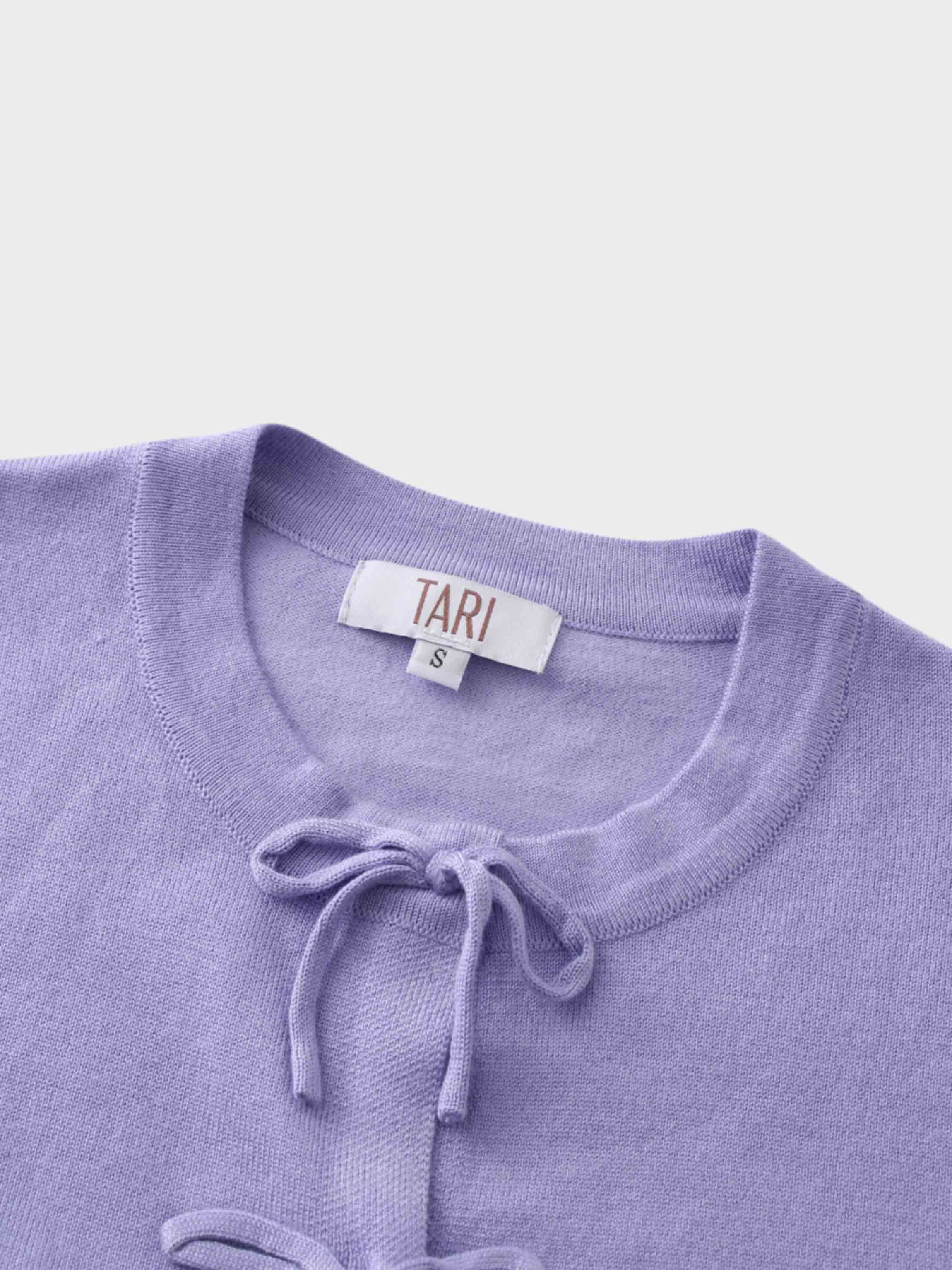 5 Bow Crop Cardigan-Lavender