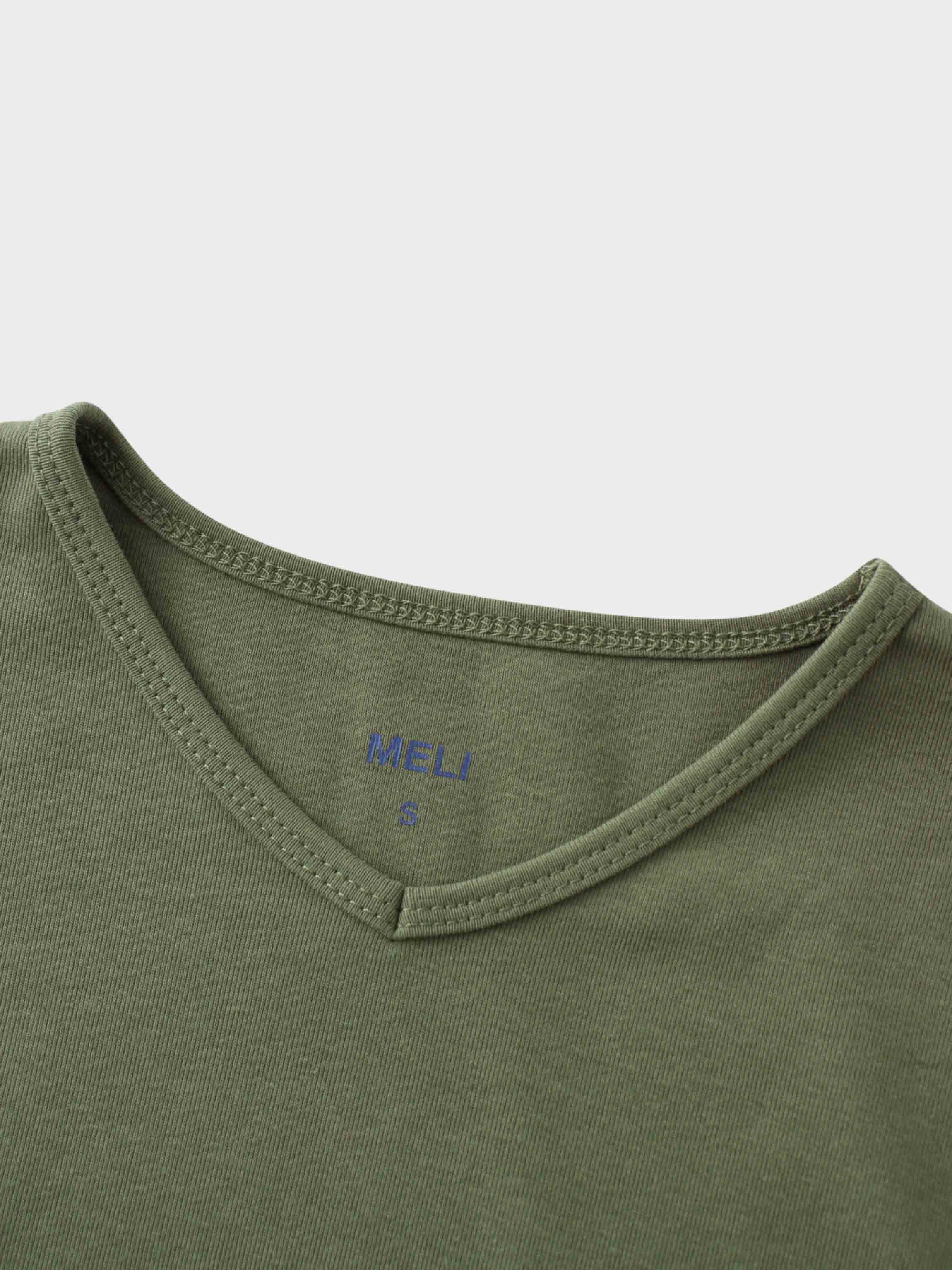 Basic High V Tee Long Sleeve-Army Green
