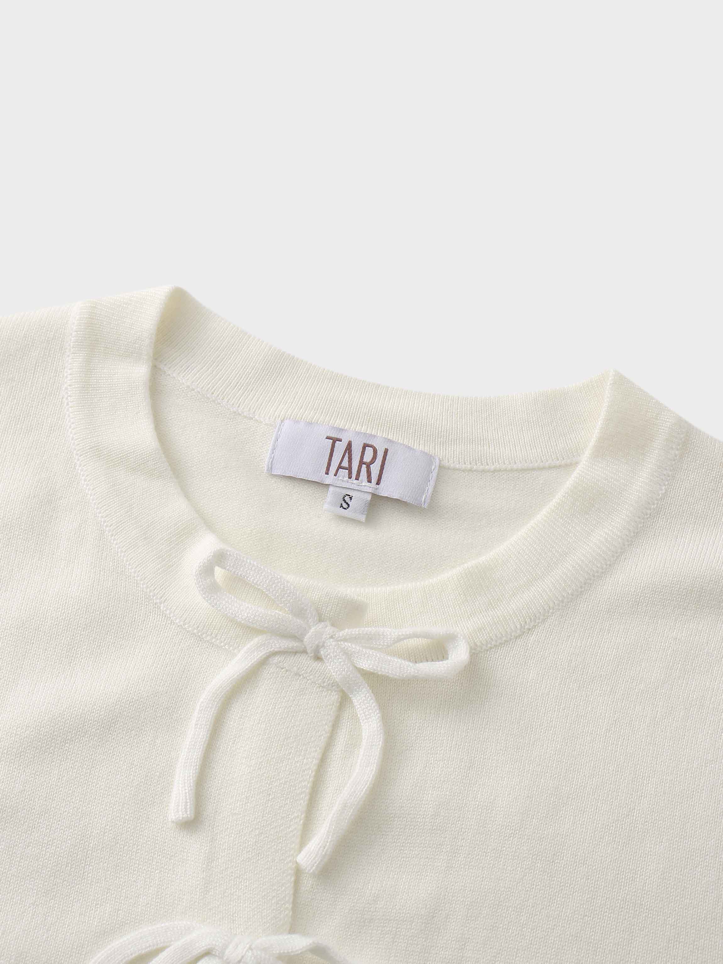 5 Bow Crop Cardigan-Ivory