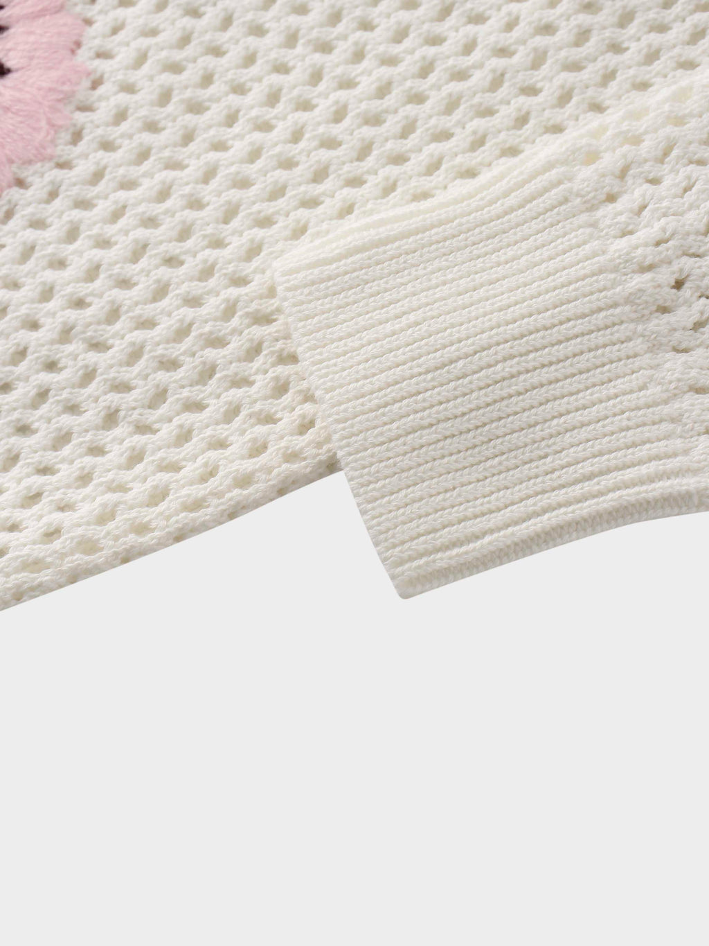 Embroidered Crochet Floral Sweater-Pink Floral