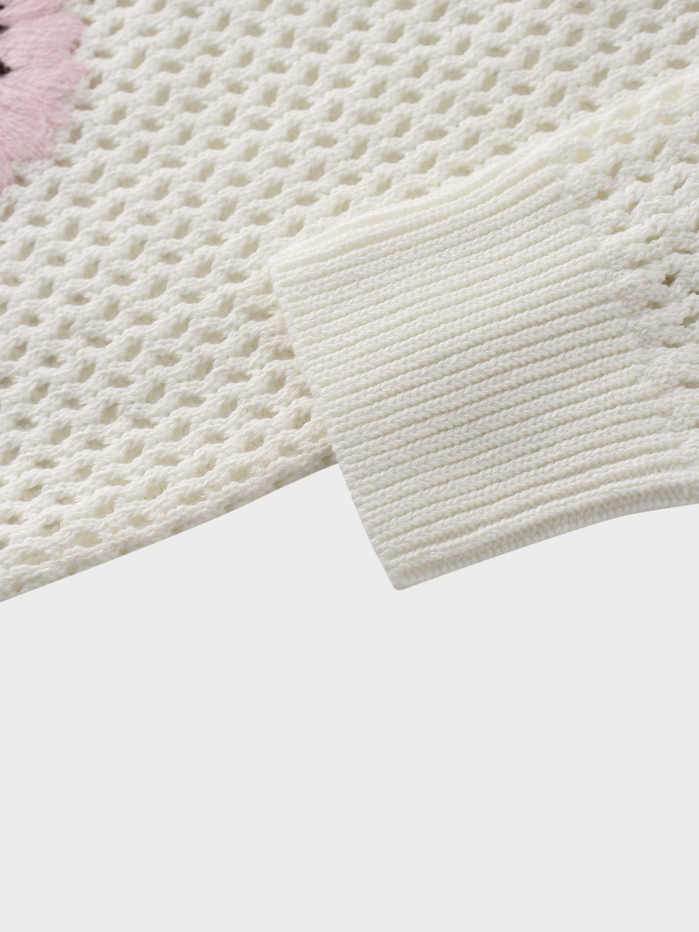 Embroidered Crochet Floral Sweater-Pink Floral