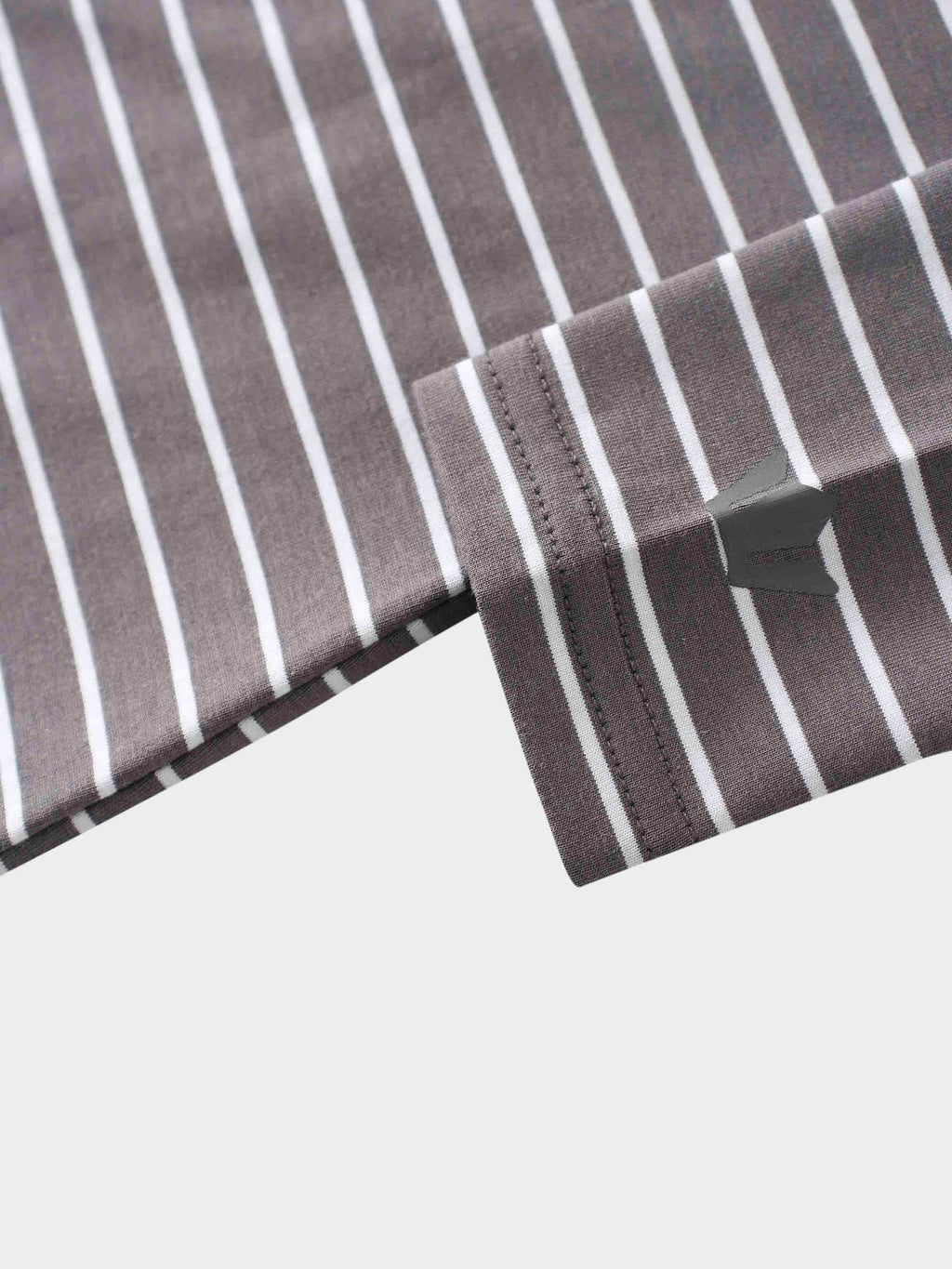 Flat Striped High V Long Sleeve-Grey/White