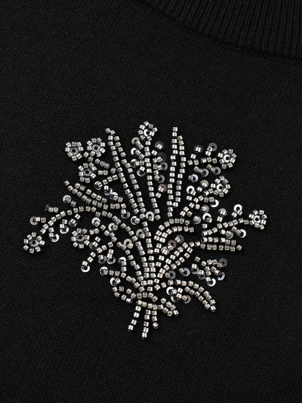Beaded Flower Sweater-Black