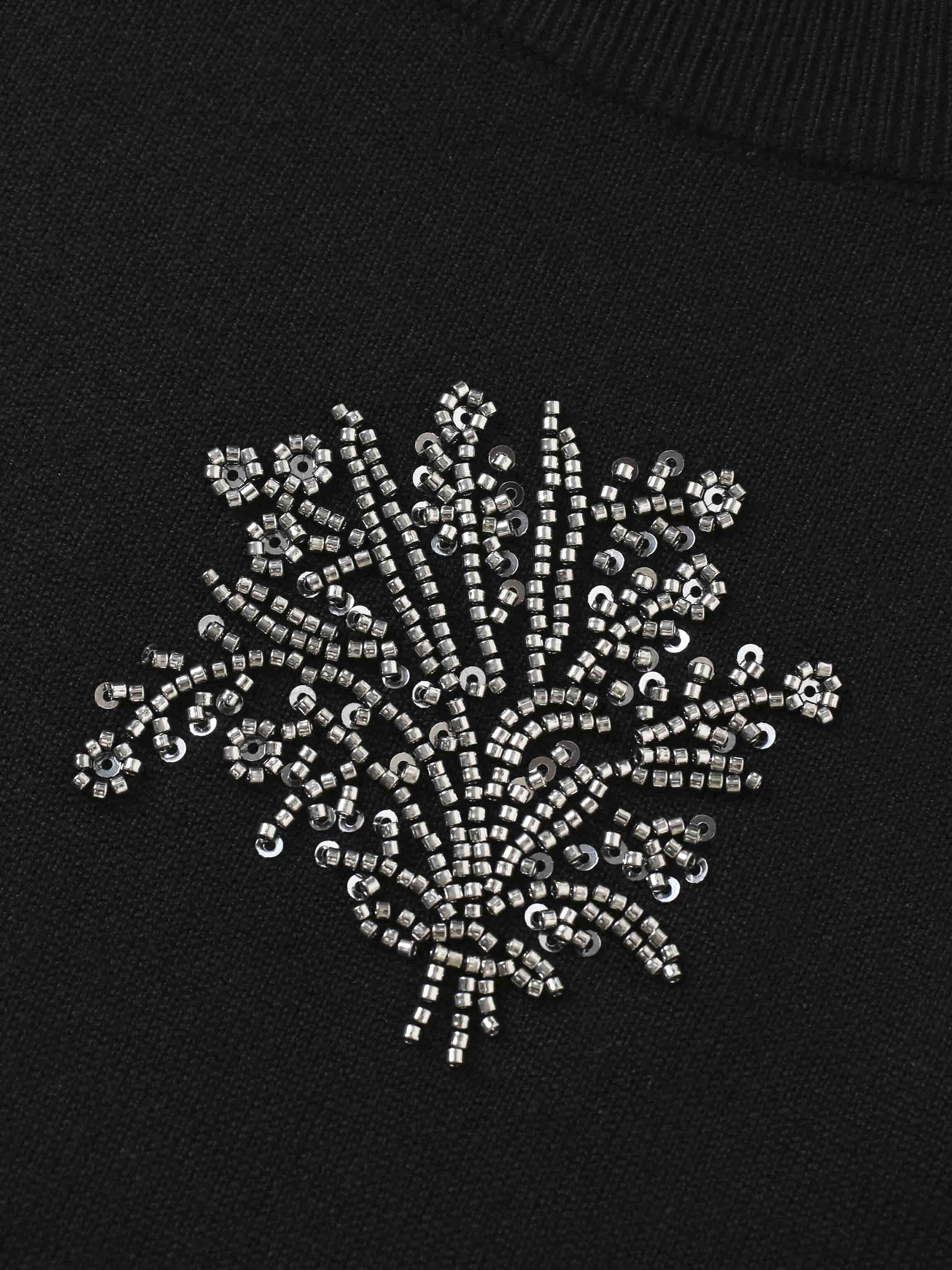 Beaded Flower Sweater-Black