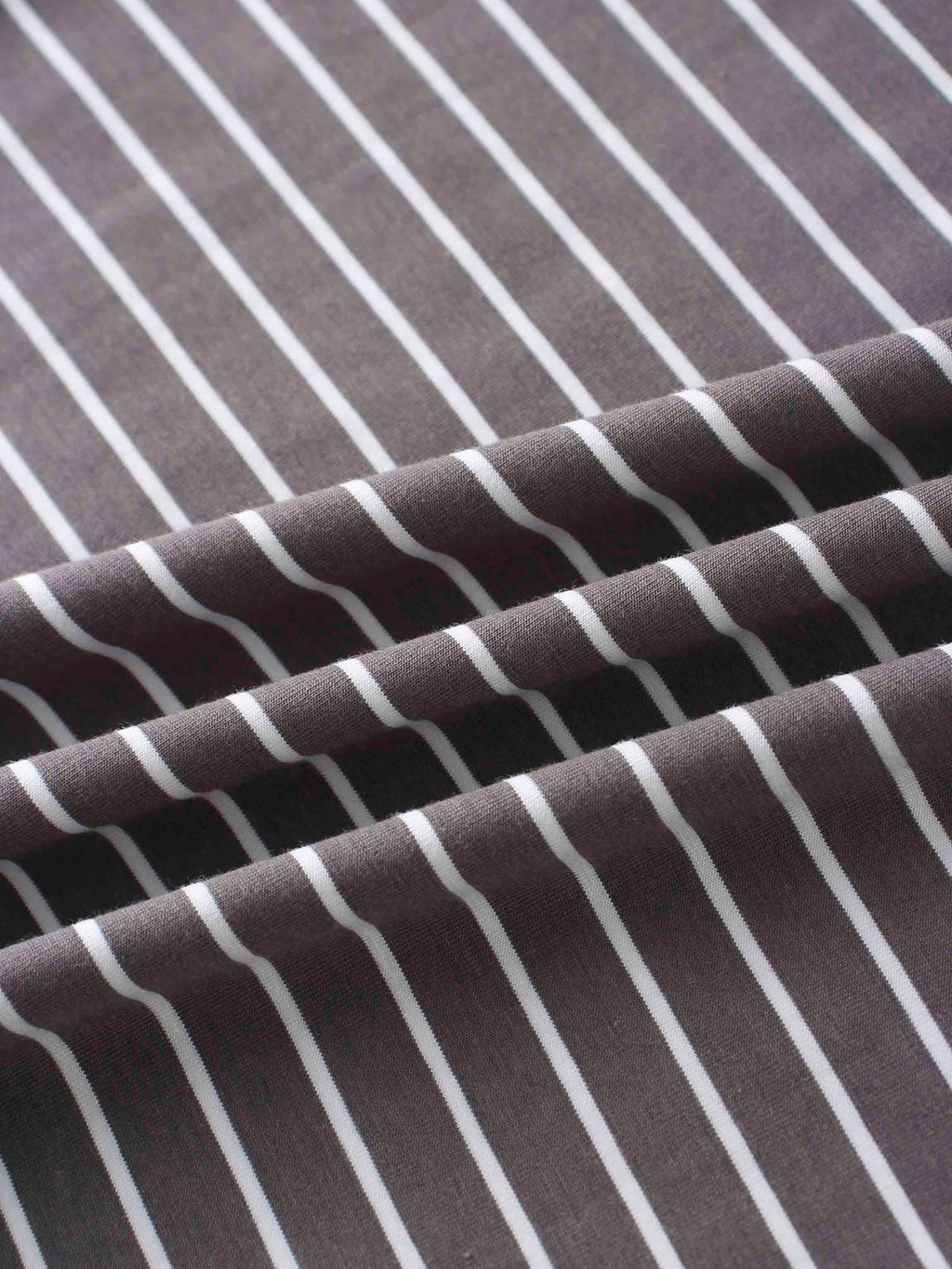 Flat Striped High V Long Sleeve-Grey/White